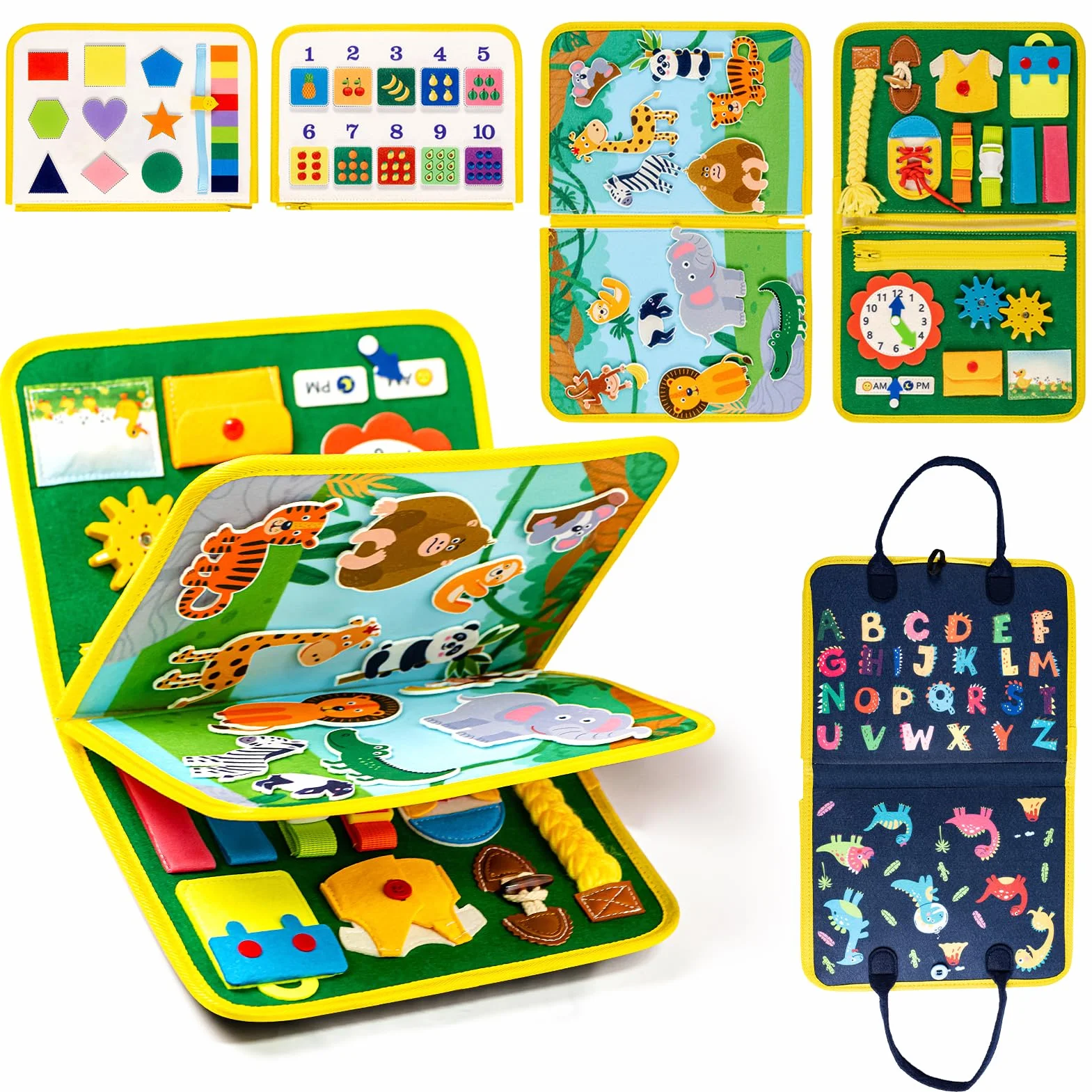 Uping Busy Board Jeux Montessori Jouet Enfant 2 3 4 Ans Jouet d'Activité et de Développement Cadeau Fille Garçon 2 3 4 Ans Jeu Educatif Apprendre Motricité Fine et Compétences de Vie