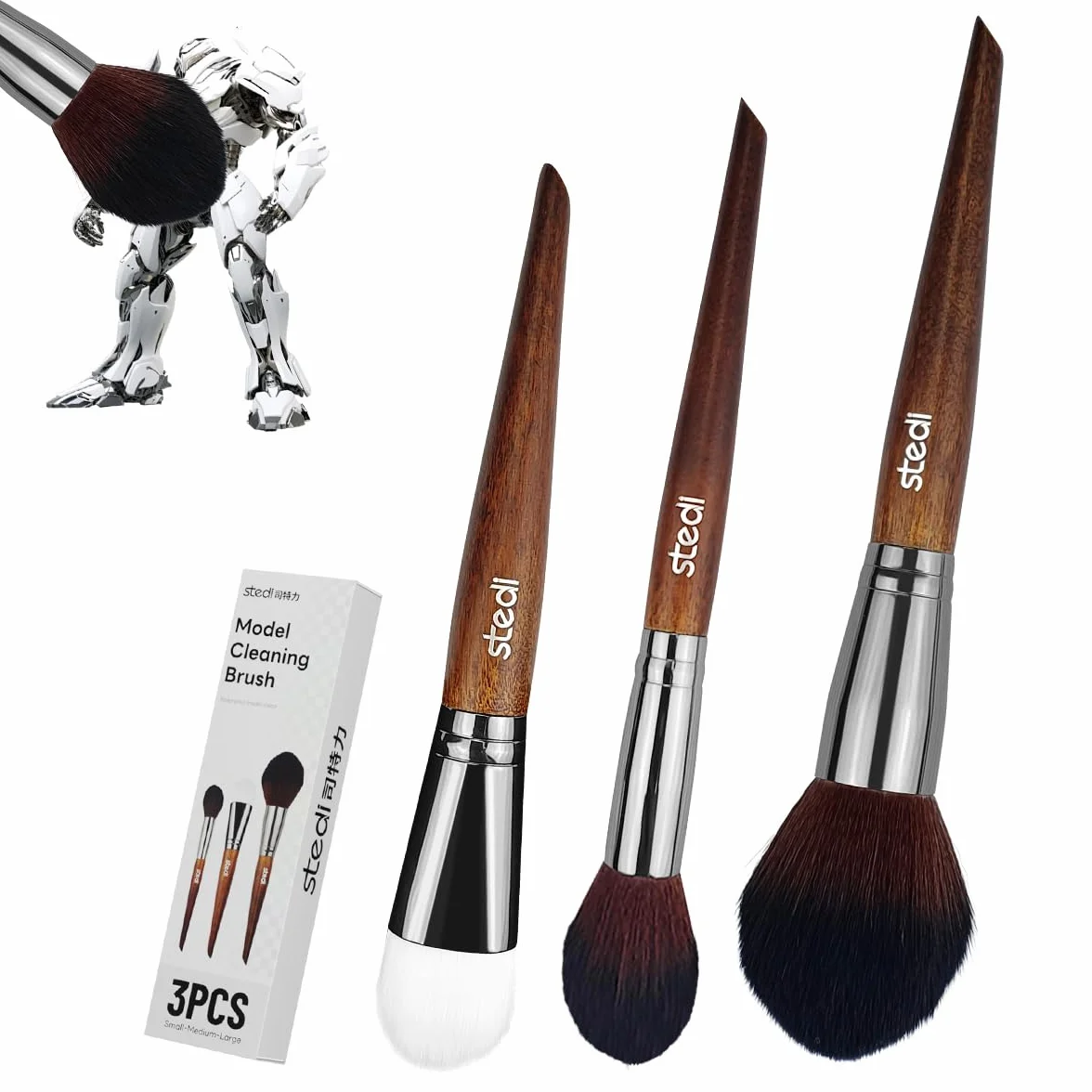 Stedi Kit de Brosses de Nettoyage pour Modélisme, 2 Brosses Souples et 1 Brosse Rigide