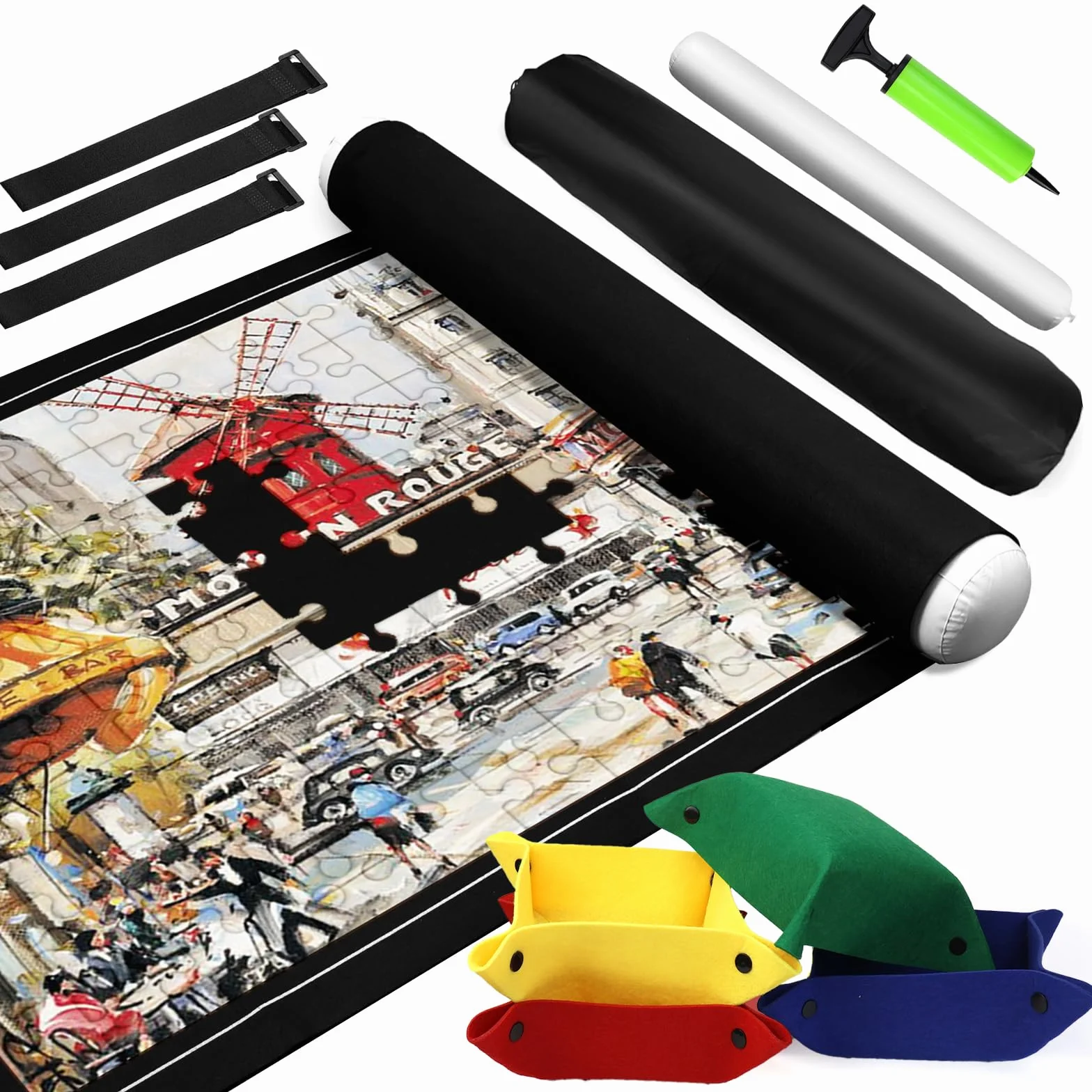 Tapis Puzzle Enroulable 1500 Pièces avec 4 Trieurs et Pompe