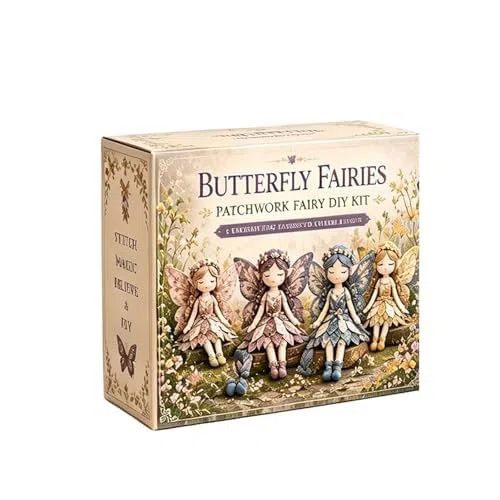 Fairy Patchwork DIY Collection Fun Flower Fairies Kit de couture pour réaliser 4 poupées elfes ailés en tissu pour débutants (Style E)