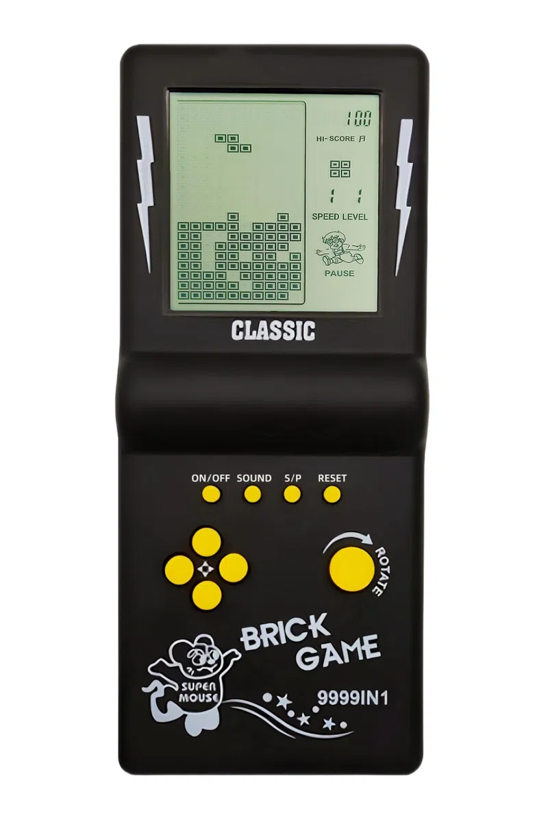 Rétro Bloquer la Console de Jeu Plusieurs Jeux Niveau/Vitesse réglable Console Portable Jeu de Briques/Courses/Bataille de Chars Jouets électroniques Enfants/Amis/Cadeaux de Vacances (Black)