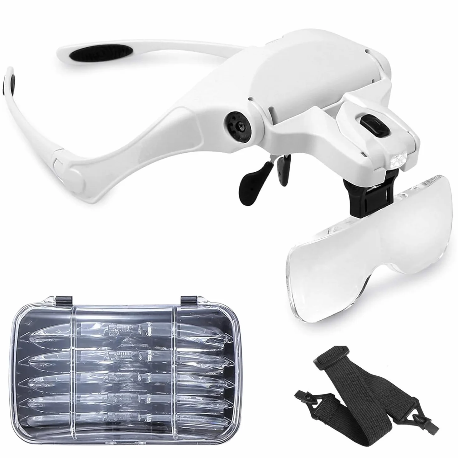 Lunettes loupe LED 5 lentilles 1.0X 1.5X 2.0X 2.5X 3.5X mains libres