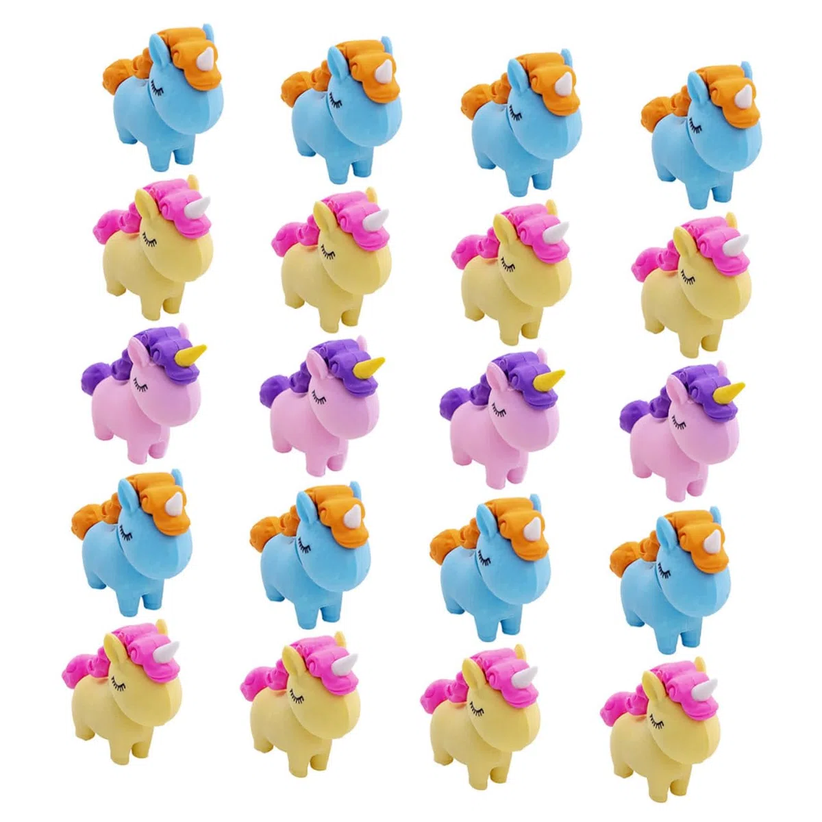 GARVALON Lot de 20 Gommes Licorne Adorables pour Garçon et Filles Mini Gommes Portables Taille Petite Pratique Couleurs Assorties Accessoires Scolaires pour Élèves et Couleur Aléatoire