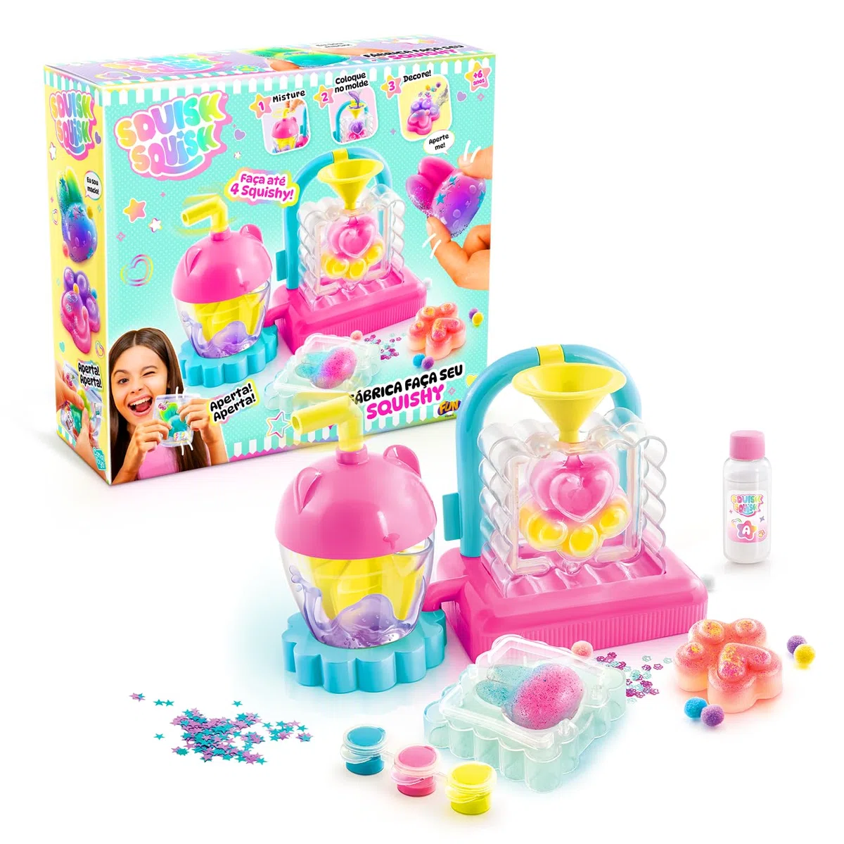 Canal Toys - Squish Squish - Squishy Factory - Crée Tes Squishy Tout Moelleux & Colorés - Ajoute des Paillettes & Customise-Les - Idée Cadeau Enfant Dès 6 Ans - Loisir Créatif - SQI 001