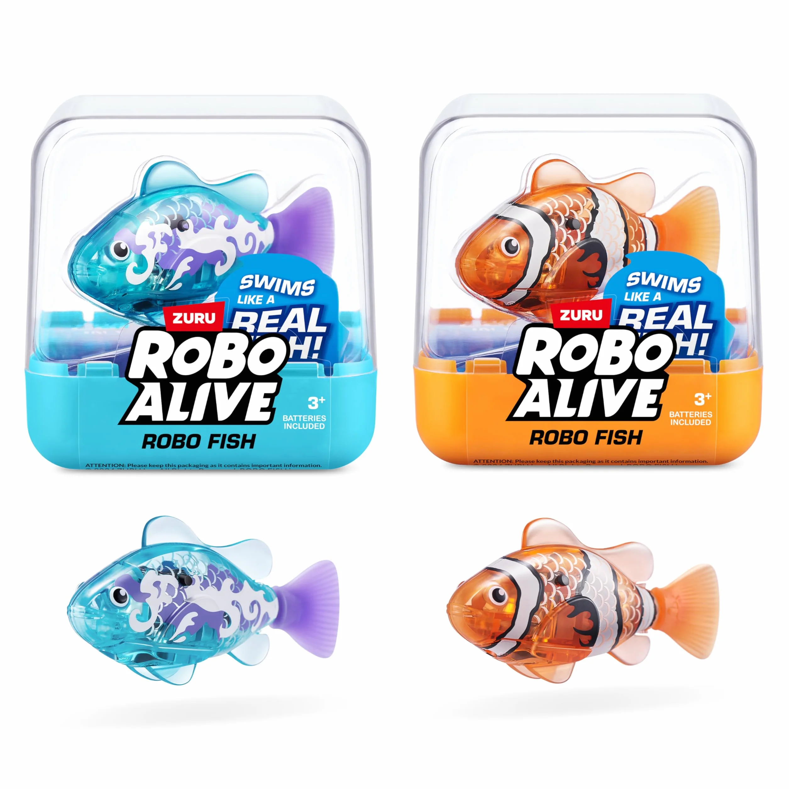 Robo Fish série 3 paquet de 2 jouet de bain Sarcelle Orange