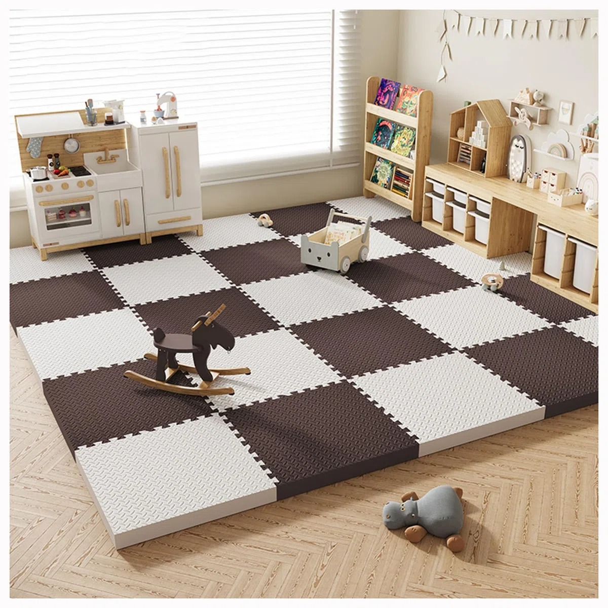 Dalles de Sol en Mousse EVA Souple emboîtables 30x30cm, Tapis de Jeu Puzzle Multicolores, Tapis sensoriel en Mousse Extra épaisse de 2,5 cm (Taille : 36 pièces, Couleur : Blanc +