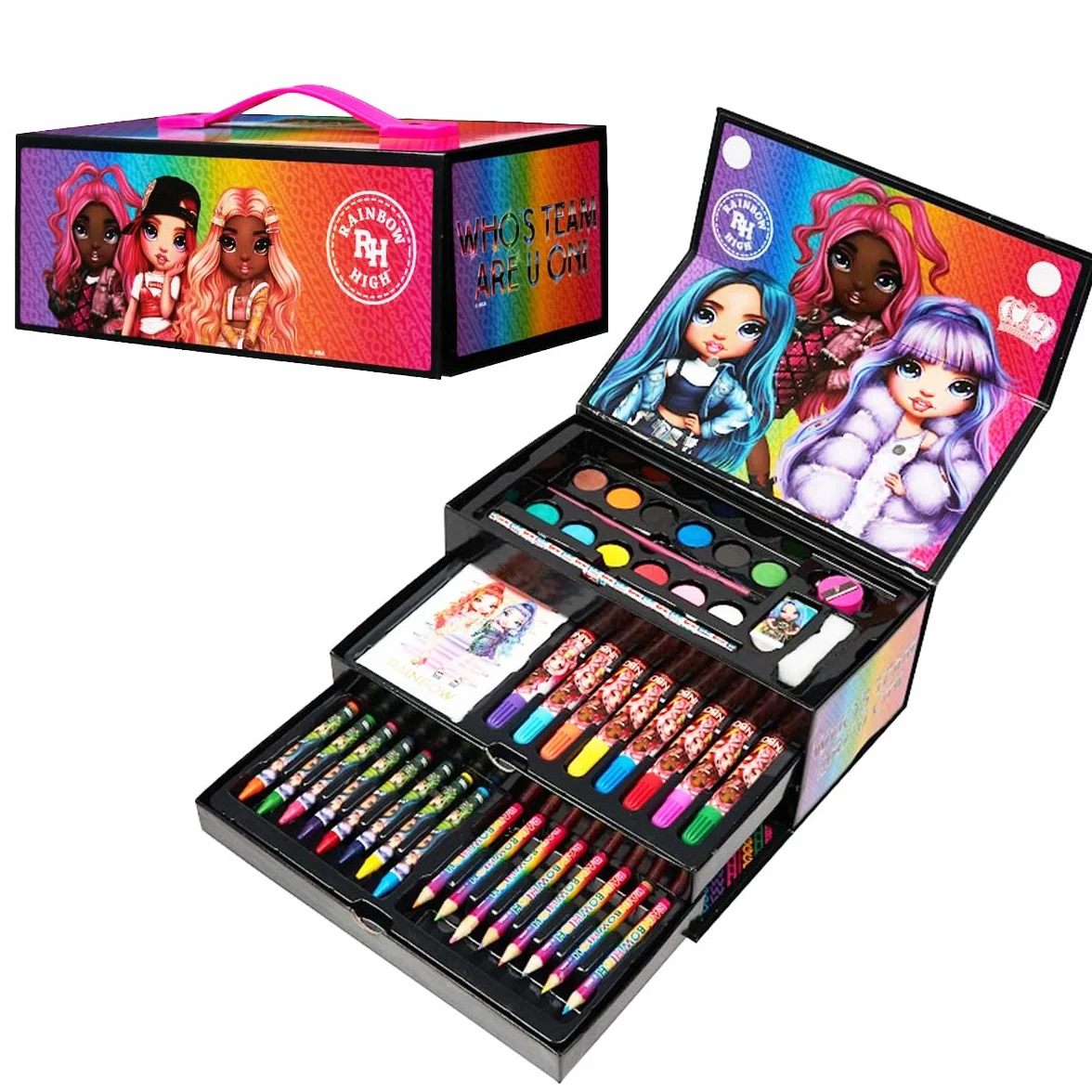RAINBOW HIGH Coffret Coloriage 40 Pcs Kit Peinture Feutre Crayon Fourniture Scolaire