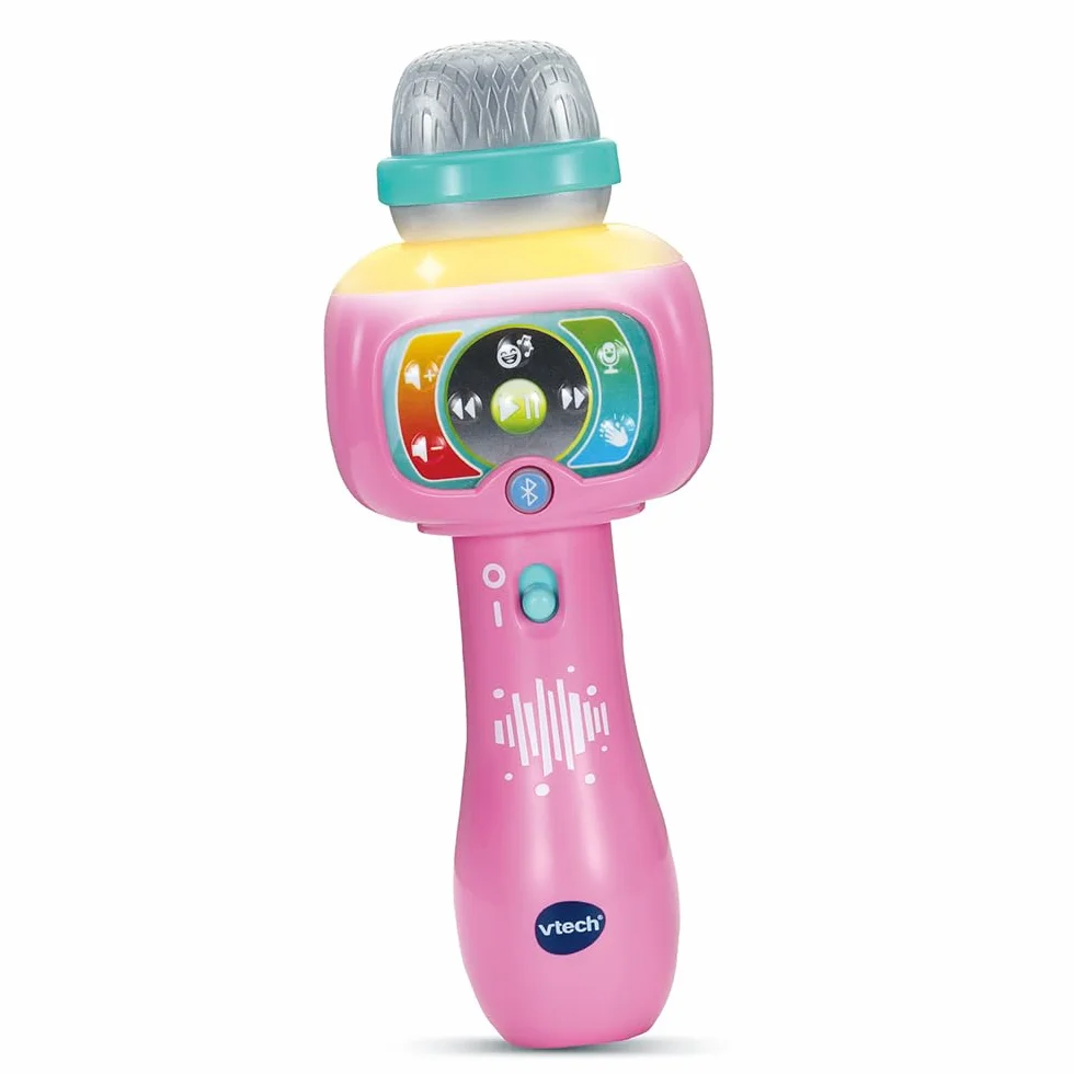 VTech Super Micro Magic'Fun Rose, Microphone Karaoké Enfant sans Fil Bluetooth Lumineux avec Modification de Voix, Jouet Musical Cadeau Dès 2 Ans