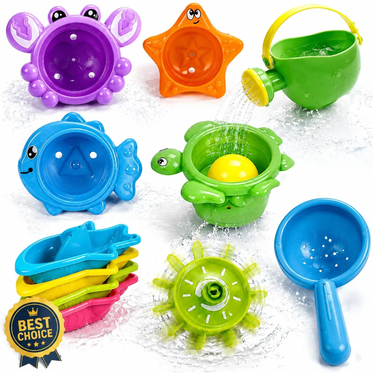Jouet de Bain Montessori pour Enfants 1-3 Ans, Jeux Aquatiques Baignoire Piscine