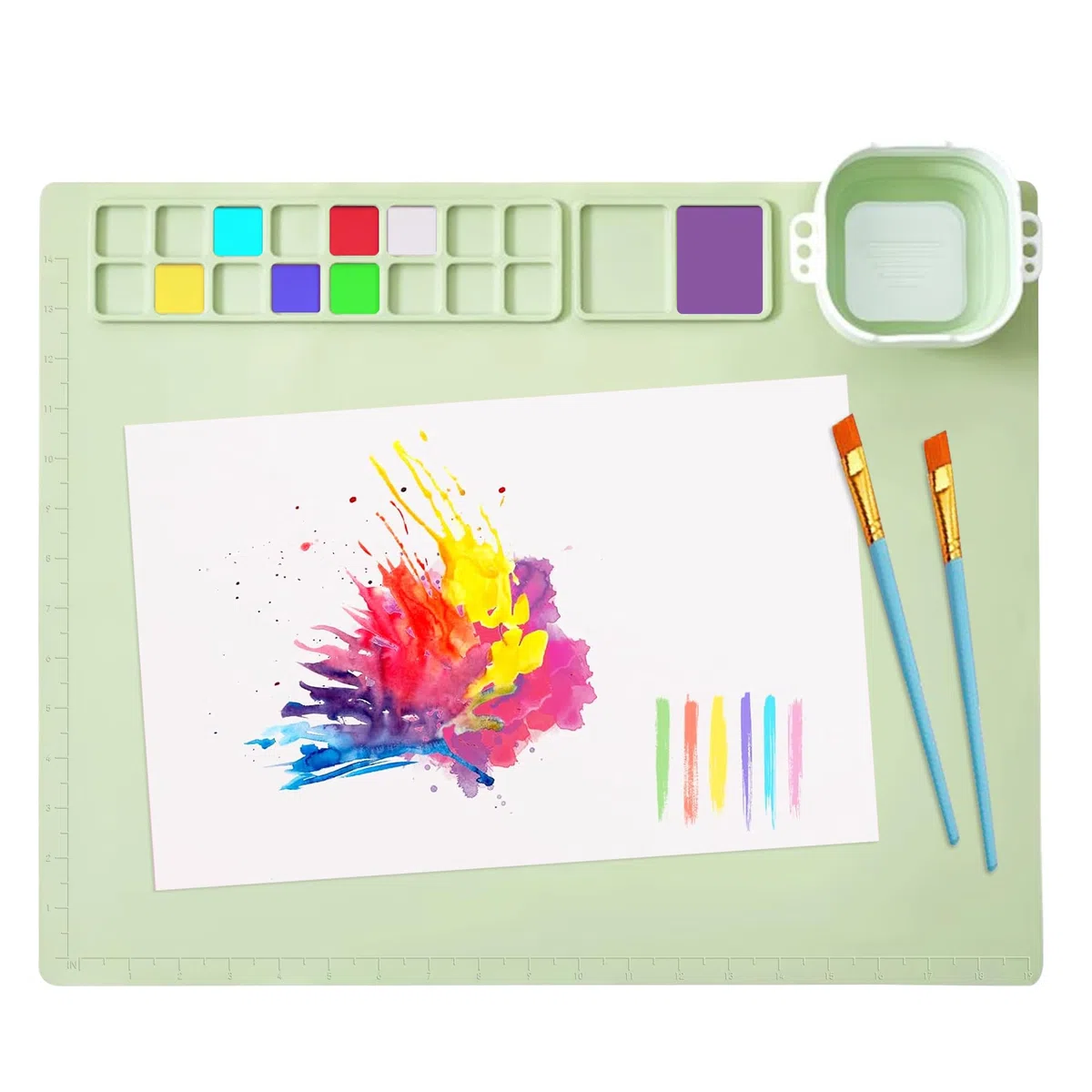 Tapis Peinture Silicone, Tapis Silicone Antiadhésif Pliable 51 x 41 cm pour Découpage Bricolage Origami Artisanat Argile(Vert)