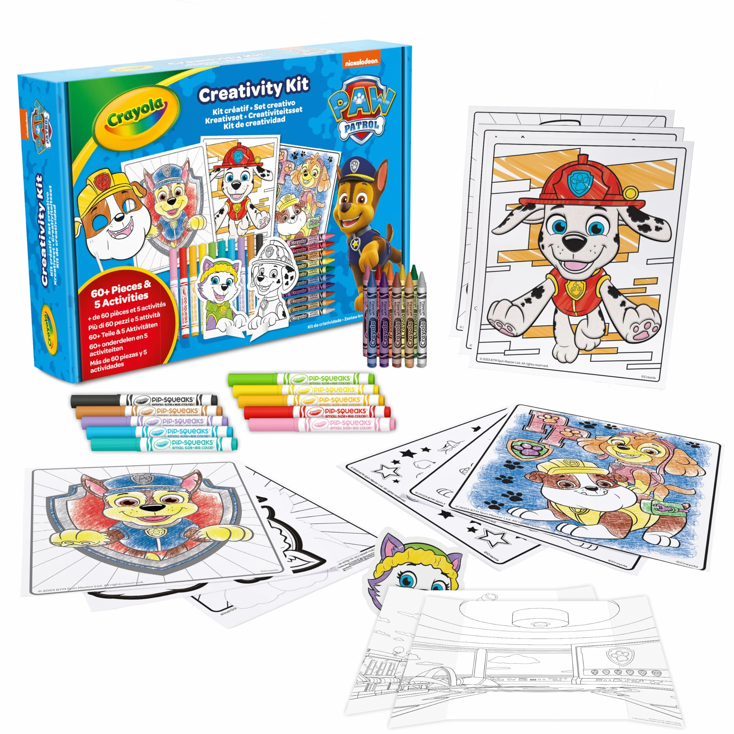 Crayola Set Créatif Pat' Patrouille 5 Activités 60 Pièces Feutres Crayons de Cire pour Enfants dès 4 ans
