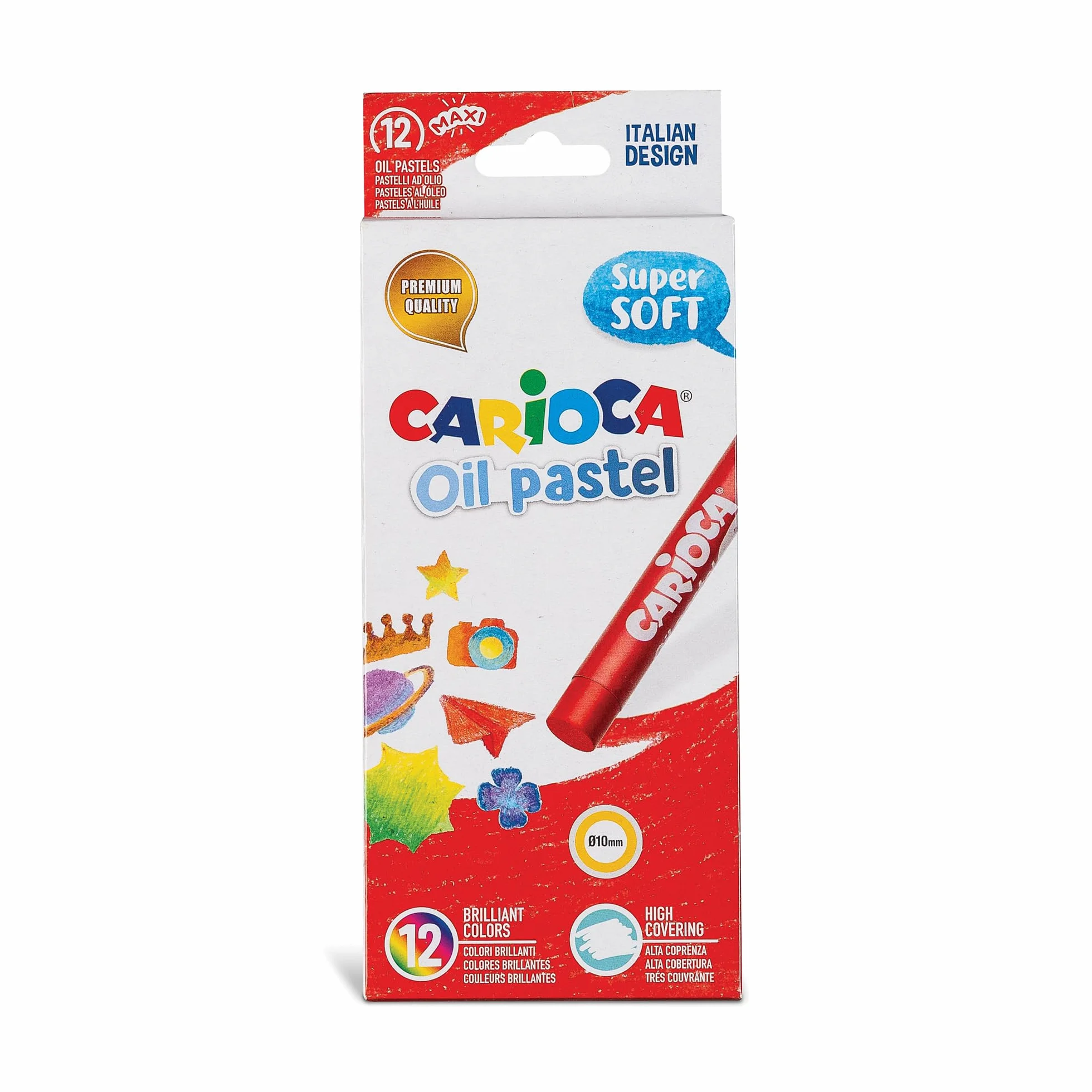 CARIOCA Huile Pastel Maxi Boîte 12 Gâteaux à l'Huile Couleurs Suties