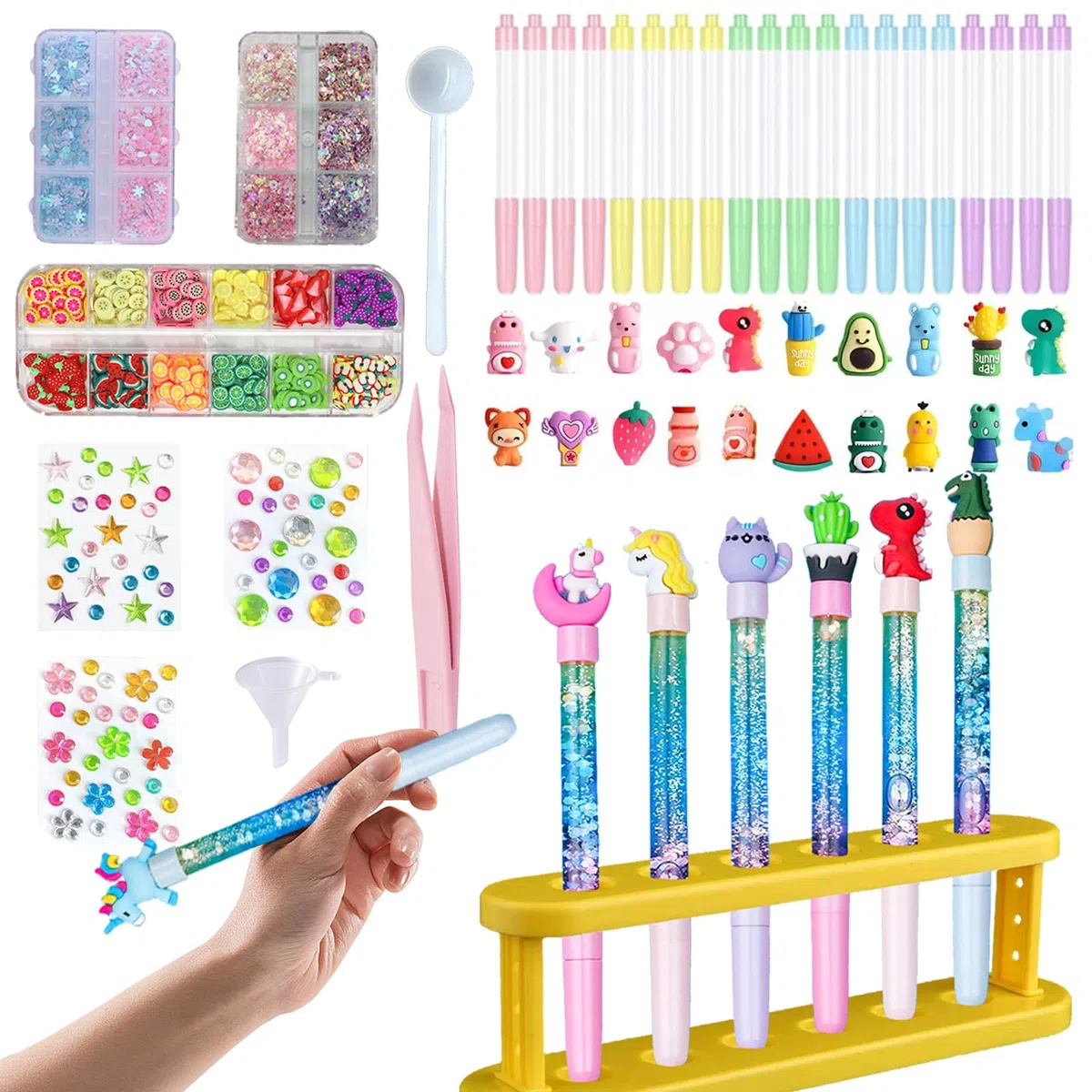 Rliocvhe Fabrique a Stylo 20 Stylos avec 68+ Accessoires,Atelier des Stylos,Kit de Creation Stylo,Activité Manuelle Enfant,Kits de Loisirs Créatifs,Cadeau Anniversaire Fille Garcon 4 5 6 7 8 9 10 ans