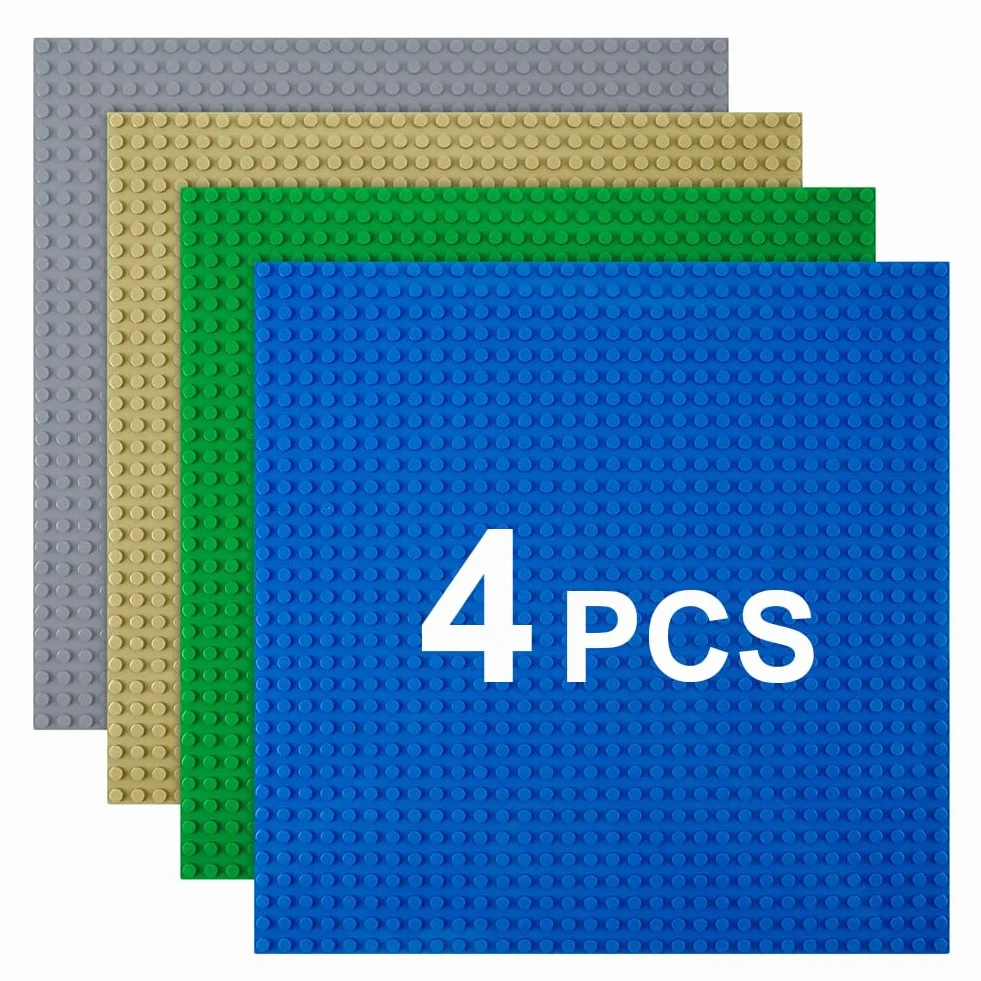 HOTUT Plaques de Base de Construction 32x32 avec Goujons Lot de 4 25.5x25.5 cm