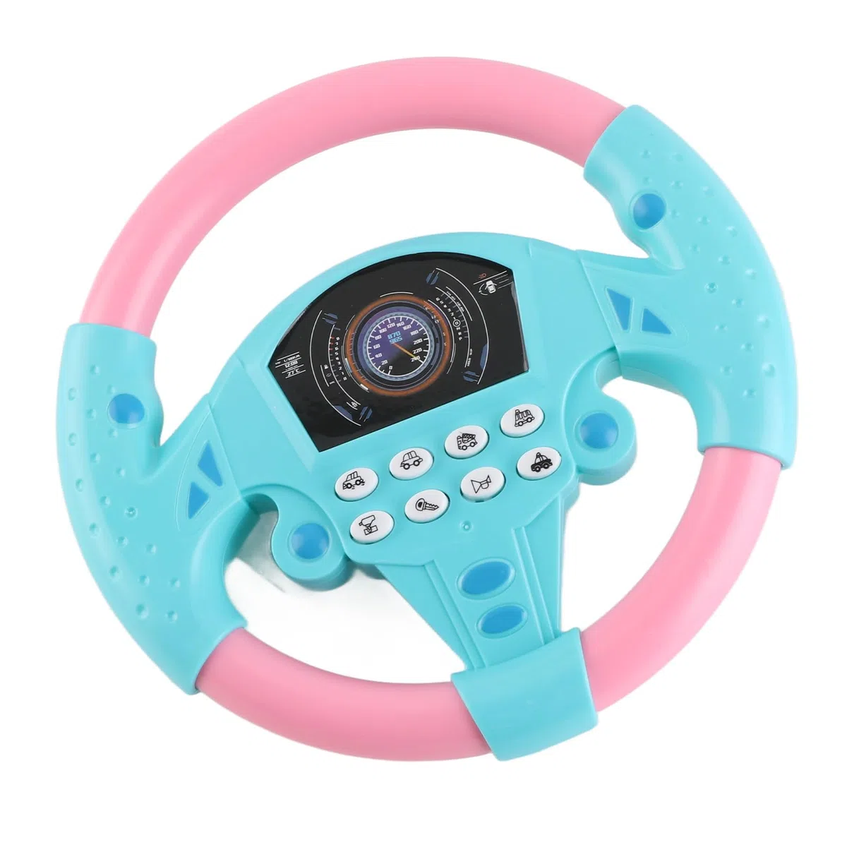 Gegong Kids Educational Copilot Wheel avec musique enfant Smart Toy Wheater pour enfants outil de direction de voiture (Bleu rose)
