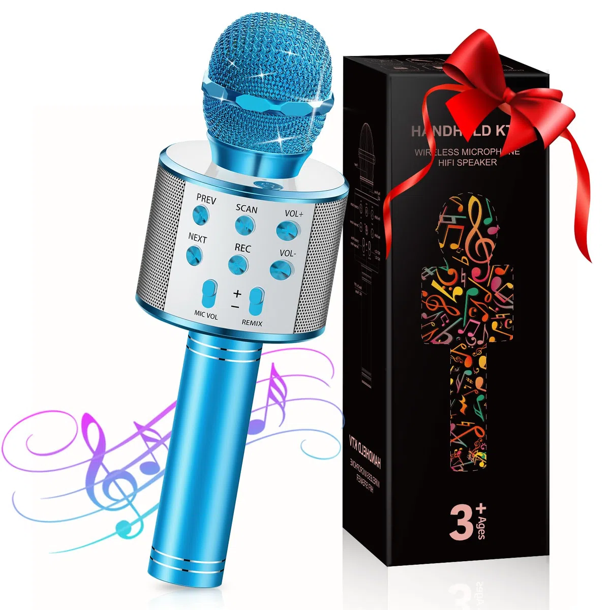 GeschenPark Microphone Karaoké, Jouet Garcon 3-12 Ans, Micro Karaoke sans Fil Bluetooth Fille Cadeau 3-9 Ans Jouet Enfant 4-12 Ans Cadeaux de Noël Enfants
