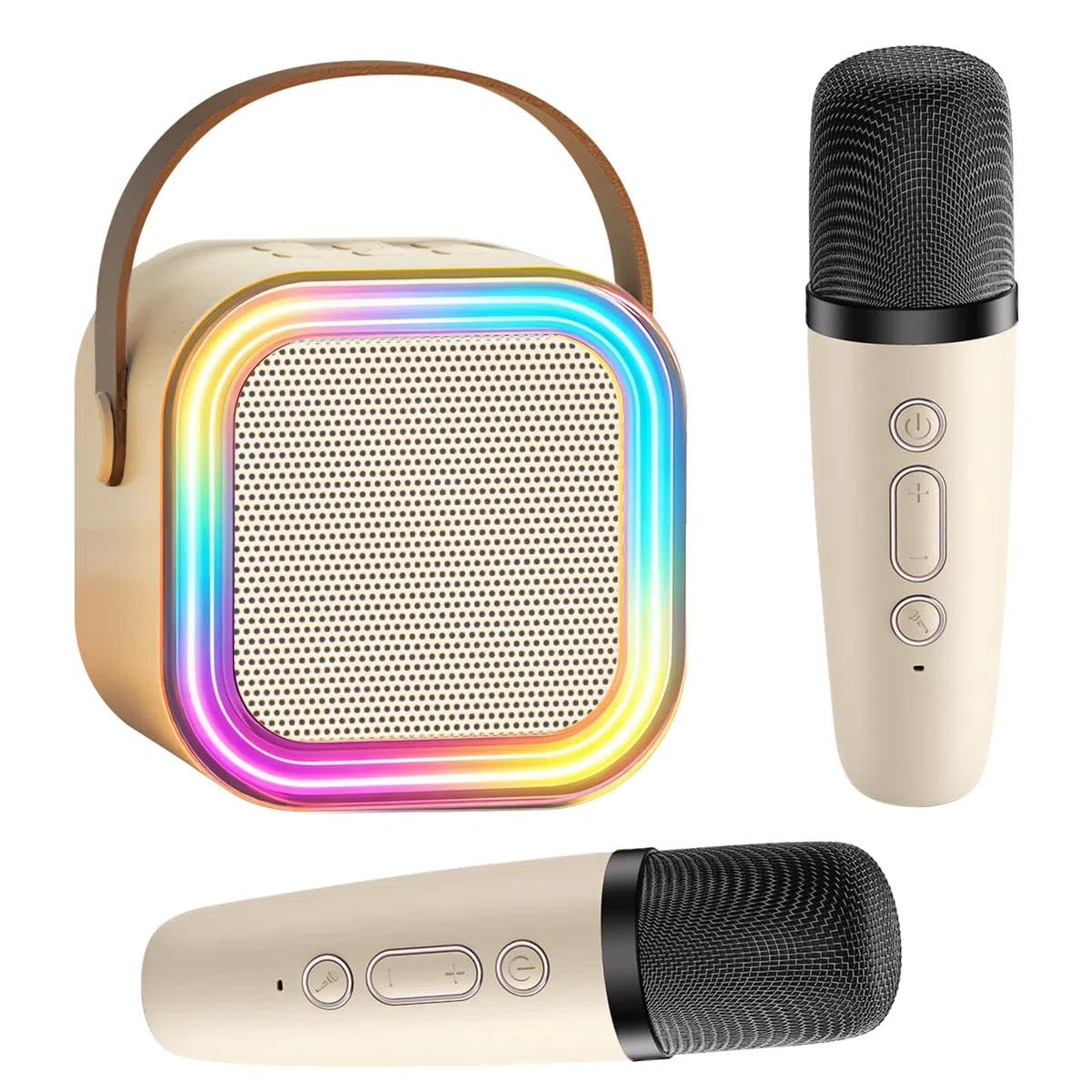 Machine de Karaoké Enfants avec 2 Micros sans Fil – Mini Haut-Parleur Bluetooth 5.0 avec Lumières LED et Effets Vocaux – Jouet Portable pour Fêtes d'anniversaire et Cadeaux Enfants 3-10 Ans