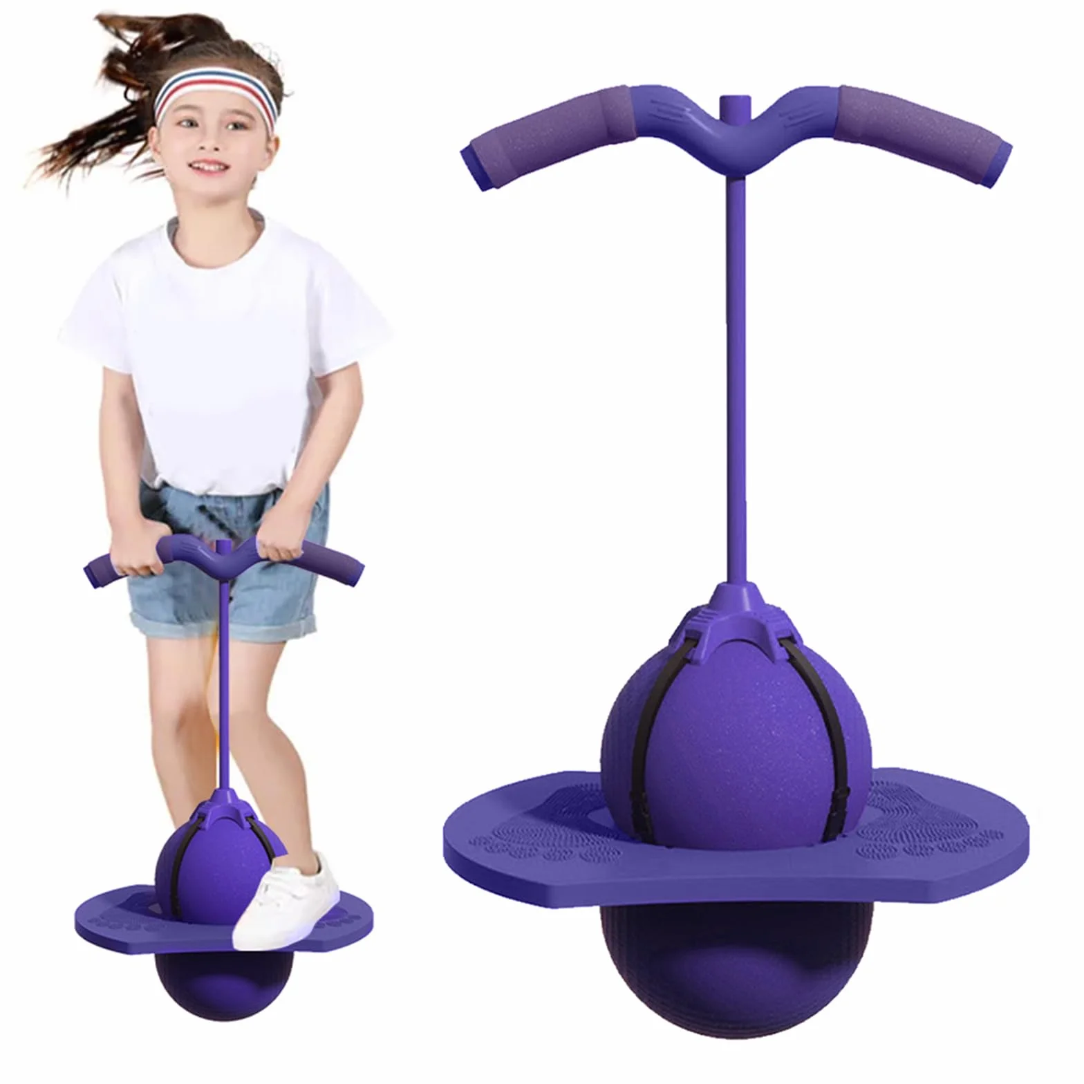 Pogo-Ball pour Enfants et Adultes avec Poignée, Jouet de Saut en Plein Air, Capacité 300 Kg, Résistant à l'Usure