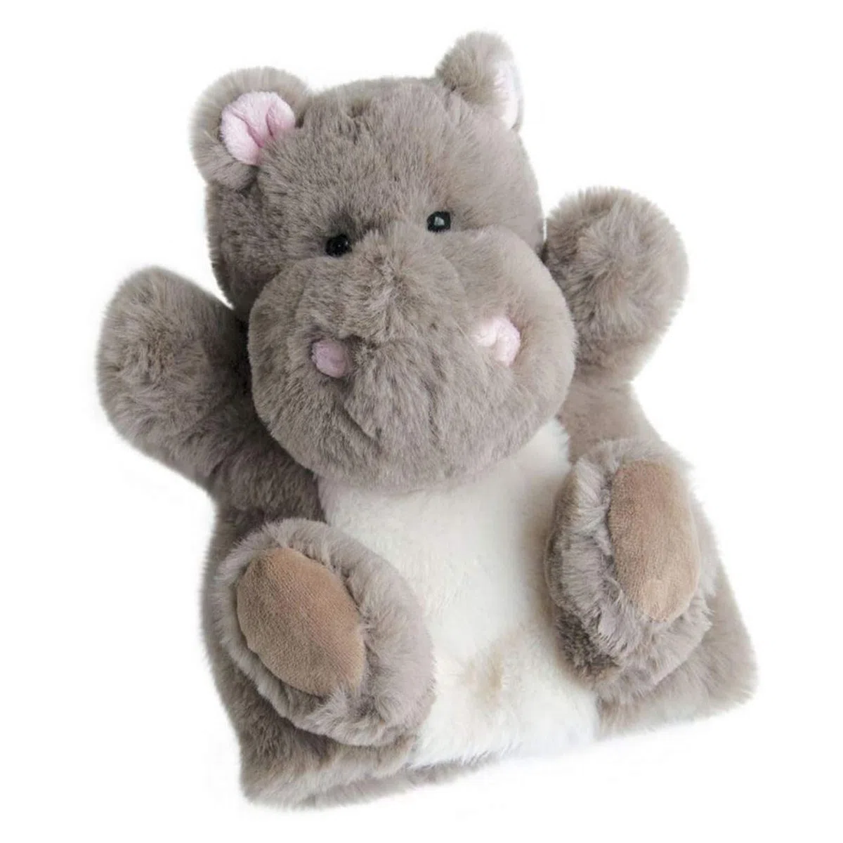 Histoire d'Ours - Doudou Marionnette à Main Hippopotame- 25 cm - Gris - Douce Marionnette - HO2592