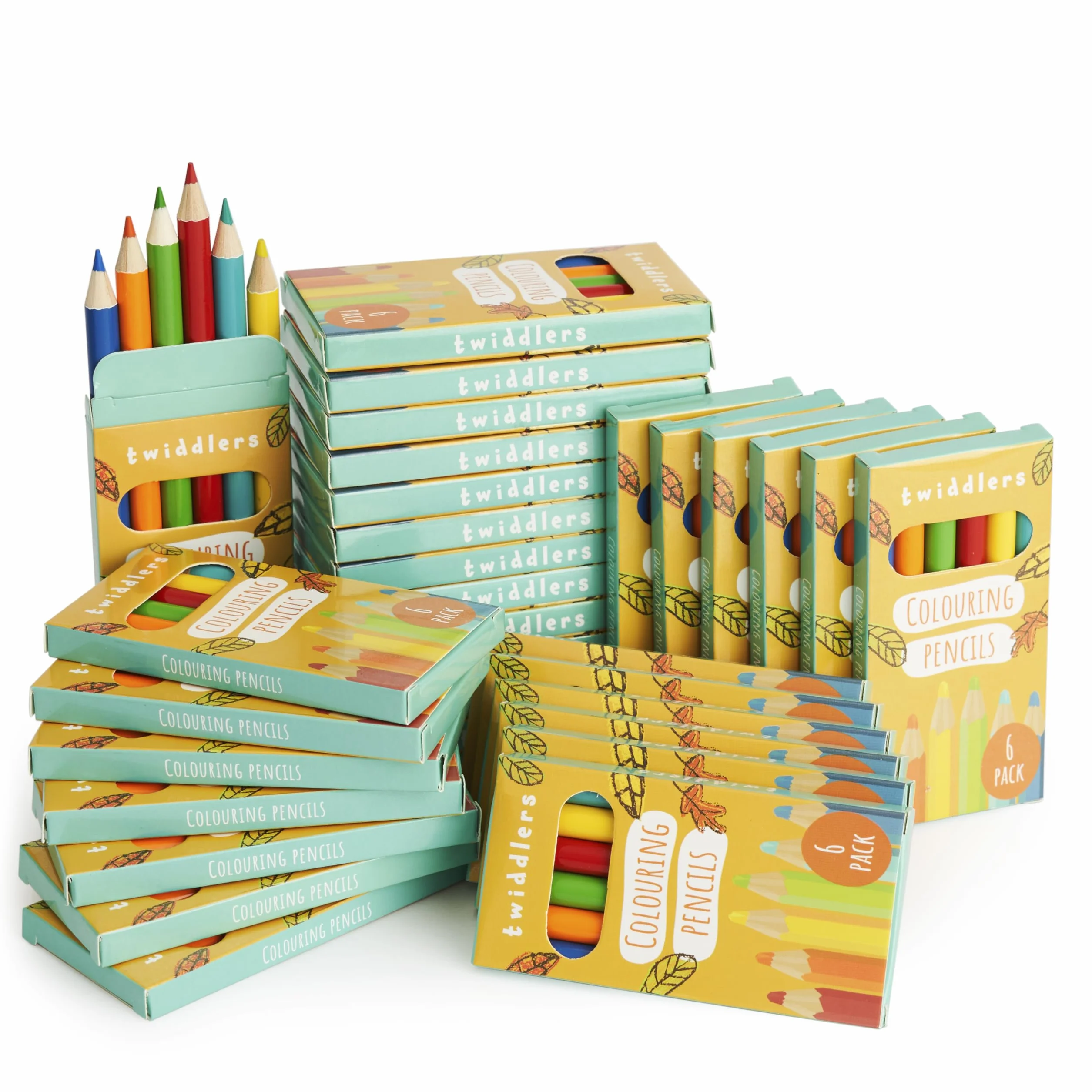 THE TWIDDLERS 180 Mini Crayons de Couleur, 30 Packs de 6, 9cm