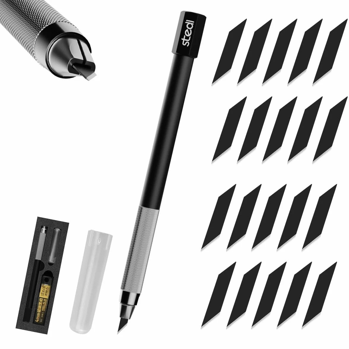 Stedi Craft Hobby Knife Kit, All Metal Precision Knife with 20 Blades for Gundam, Scale Military Model