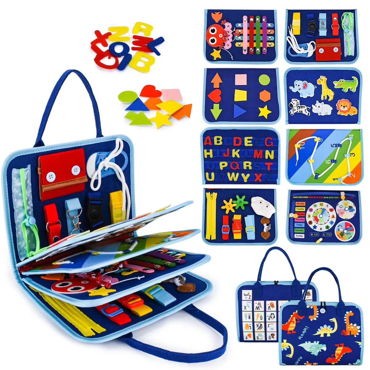 Busy Board Montessori de Feutre,Jouet Montessori Educatif,Busy Book Quiet Book Jouet pour Enfants à Partir de 1, 2, 3, 4 Ans,Jouets D'activité et de Développement pour Apprendre Motricité Fine