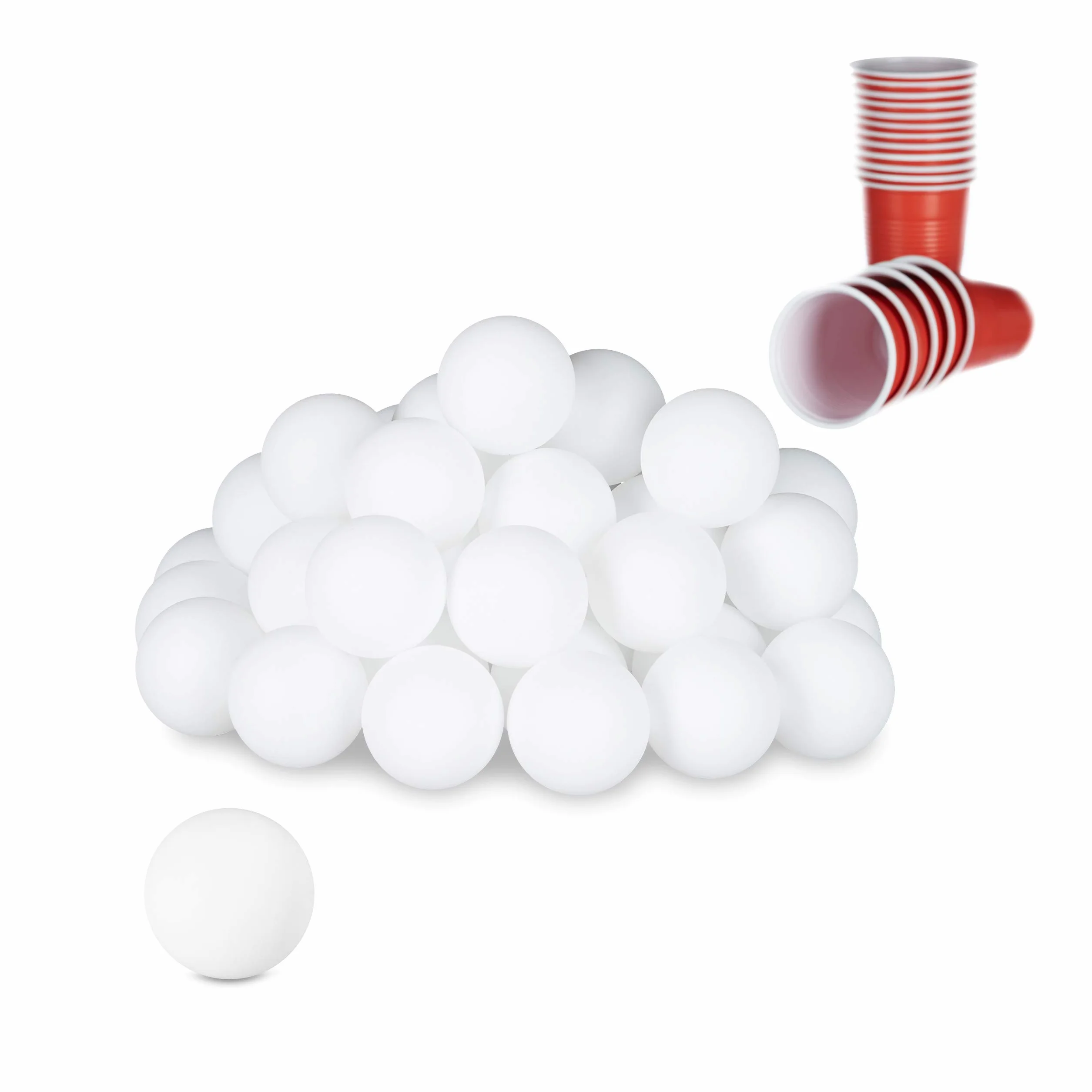Relaxdays Blanc Bière Balles Ping-Pong Tennis de Table Loto Jeu à Boire 38mm Plastique