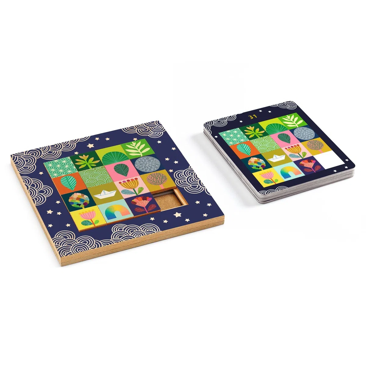 Djeco Jeu de logique Taquin Logic - Puzzle 100 % bois FSC