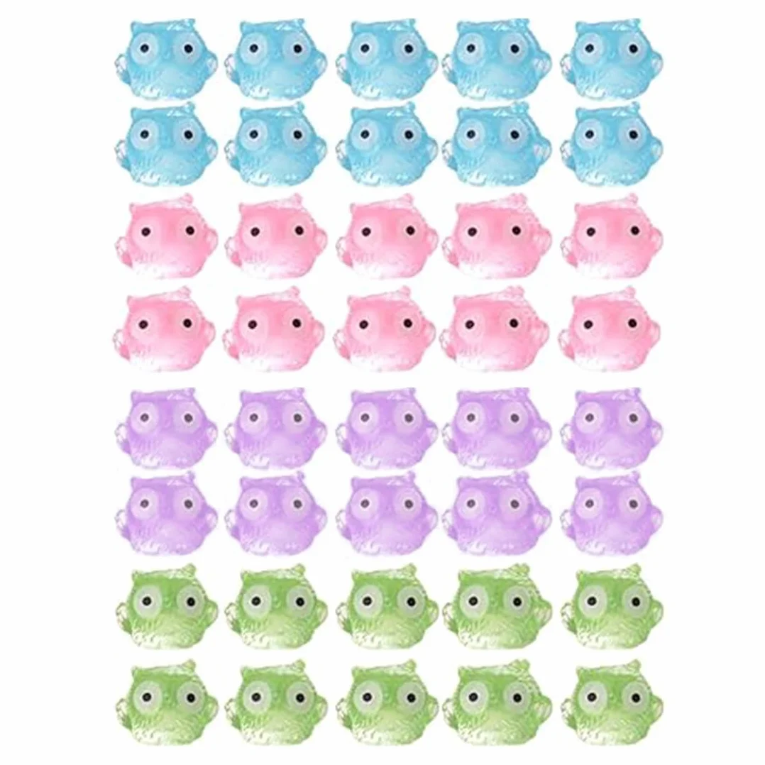 Mini Hibou Lumineux En Résine, 40 Pièces Hibou Miniatures Pour Aquarium Maison Poupée Décoration Pot
