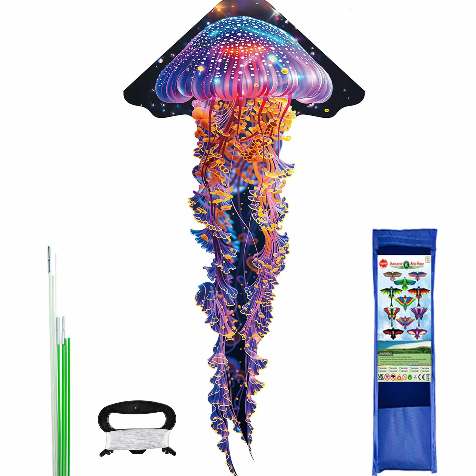 Cerf-Volant Méduse-Forme 110x55Inch Monofil Kit pour Enfants Adultes Plage Plein Air Jouets Débutants