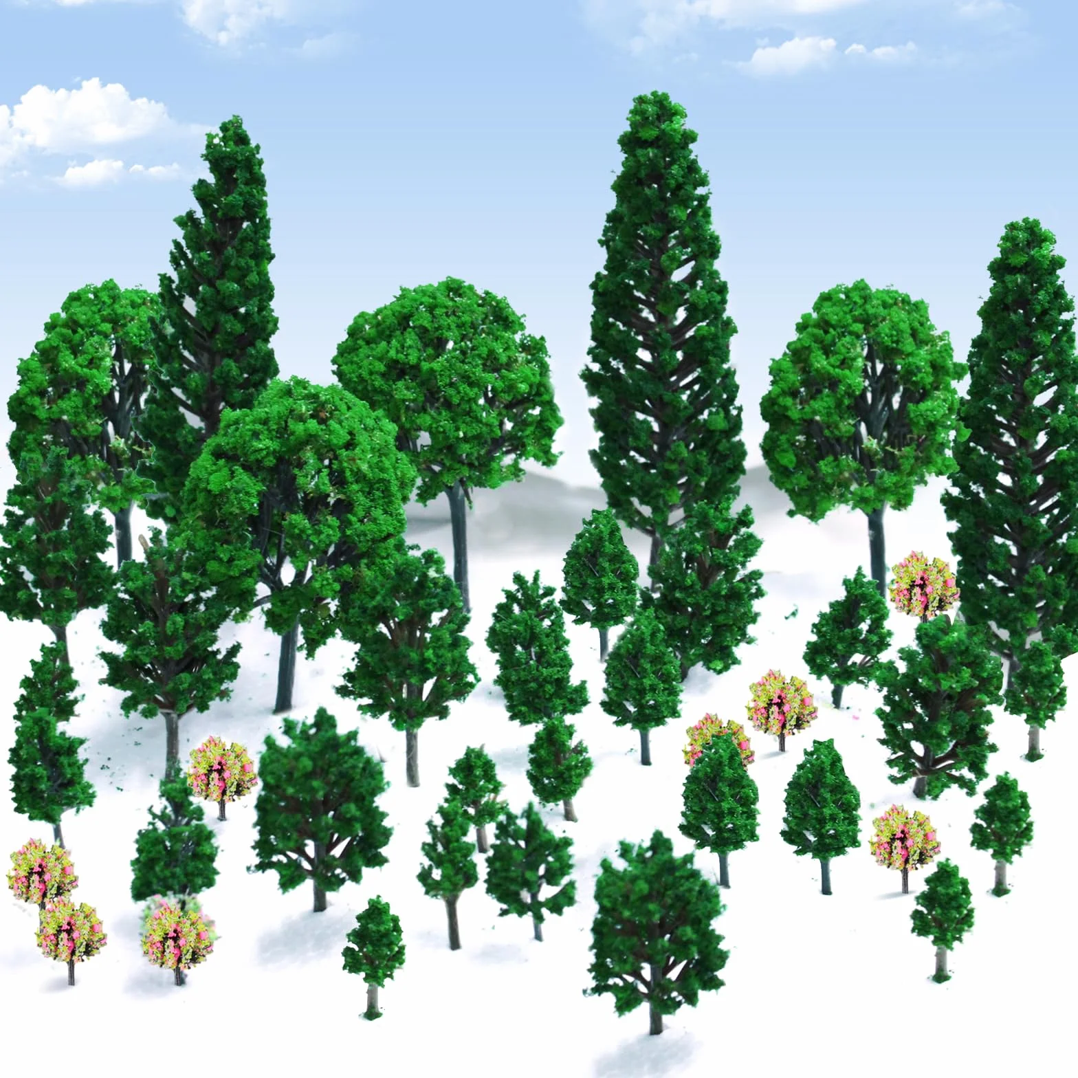 Arbre Miniature 38 Pièces, Modèle Arbre Plastique 3-13 cm pour Paysages Miniatures