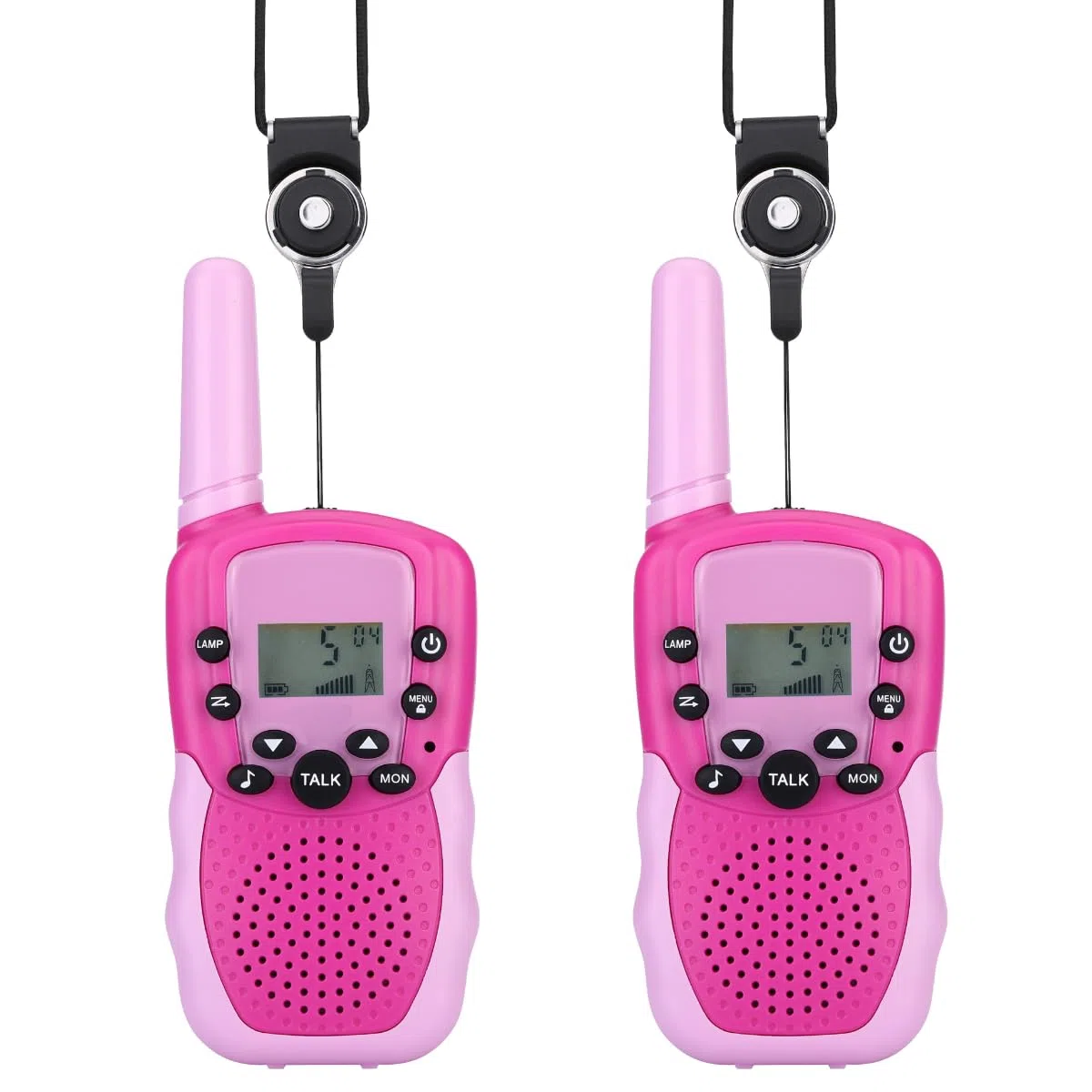 NK Talkies-Walkies pour Enfants de 4 5 6 7 8 9 Ans (Piles Incluses) - Longue Portée 3km, Écran LED, 22 Canaux, Jouet pour Enfants avec Lampe de Poche, Cadeau de Noël Anniversaire, Couleur Rose/Violet