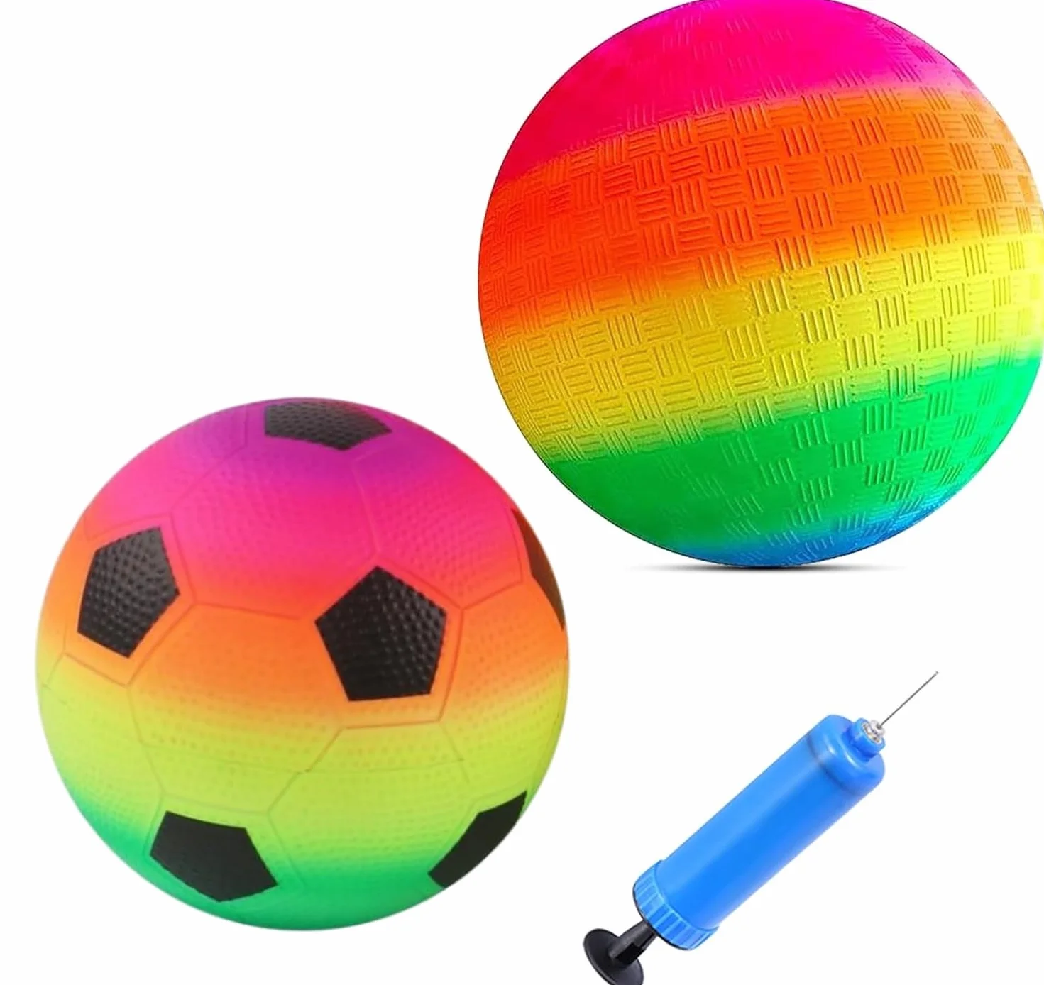 Ballon Gonflable 3 Pièces avec Pompe, Balle de Jeu Molle en PVC, Rebondissantes pour Plage Piscine