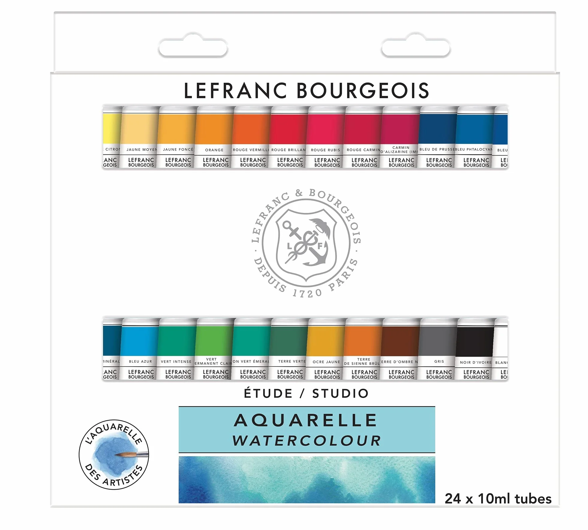 Lefranc Bourgeois Studio Aquarelle Set de 24 Tubes d’Aquarelle