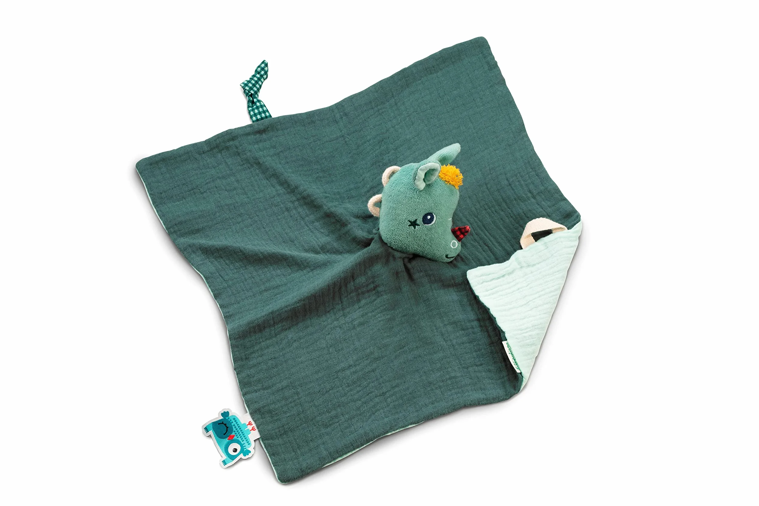 Lilliputiens - Doudou marionnette Joe le Dragon - Coton organique - Avec attache-tétine et étiquette de nom - Texture très douce - 32 x 32cm - Dès la naissance - 83386