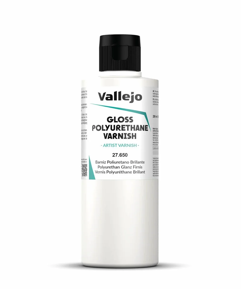Vallejo Vernis Polyuréthane Brillant 200 ml Protection Figurines Maquettes Pinceau Aérographe