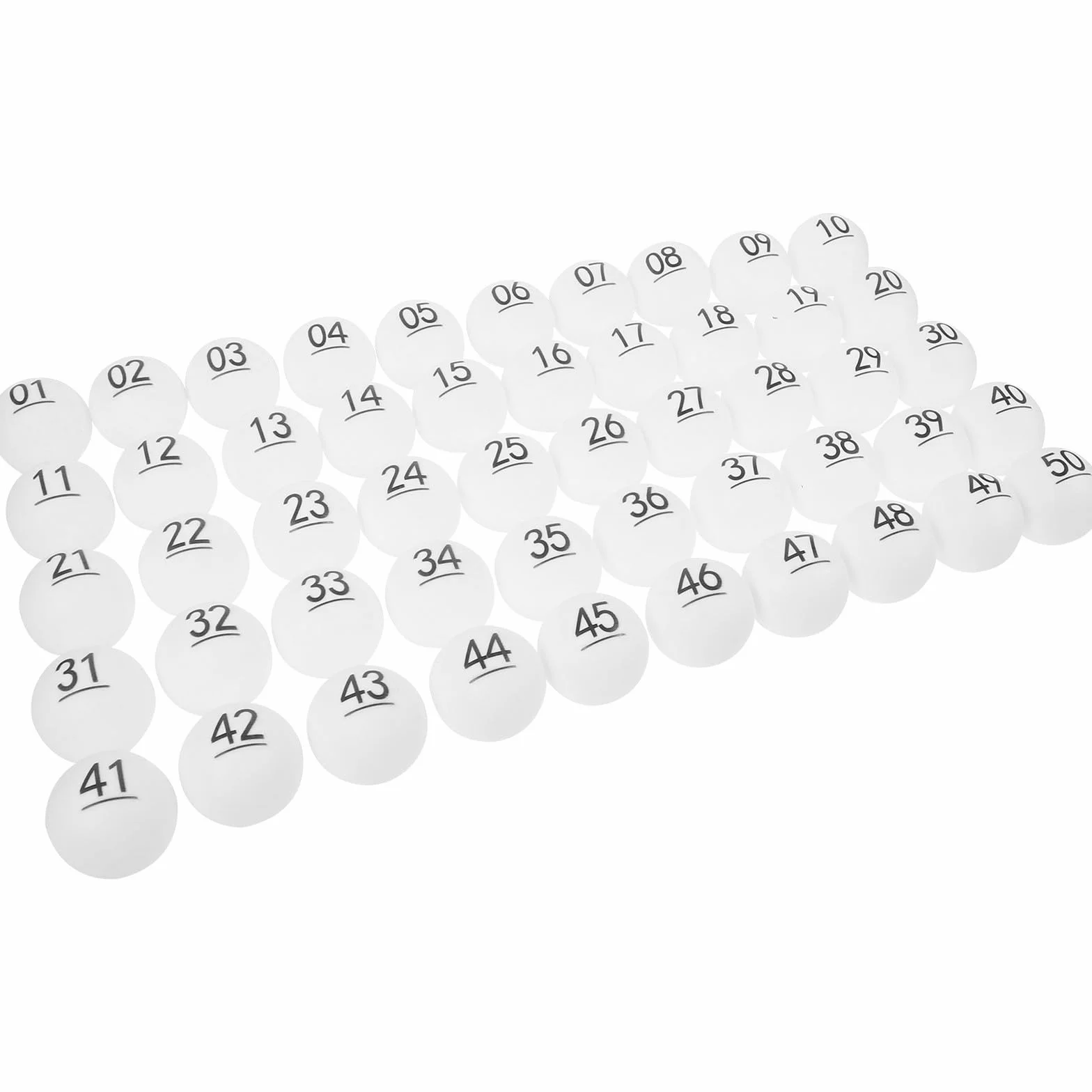 HANABASS Boules de Loterie Numérotées 1-50 en Plastique Blanches, 50 Balles pour Jeux de Fête
