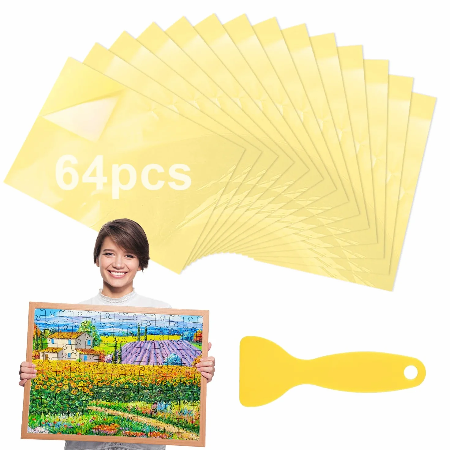 64 Feuilles Feuille Collante Puzzle Bilatéral Colle Puzzle pour Fixer Les Puzzles pour Puzzles 8000 Pieces avec Bêche Photographies et Cartes Postales (25 × 18 cm)