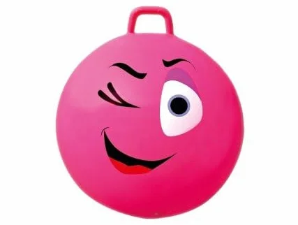 Gros Ballon Sauteur Rose XXL 65 cm Smiley Clin d'Oeil - Grand Format avec Poignée - Gym et Jeu Enfant 8 Ans 80 kg