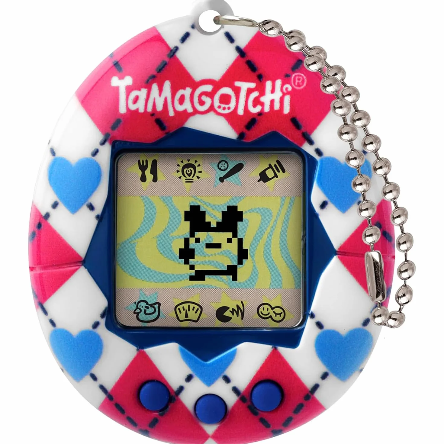 Tamagotchi Original Argyle Heart Animal interactif écran LCD Français Mini-Jeux Jouet Enfant 8 Ans+