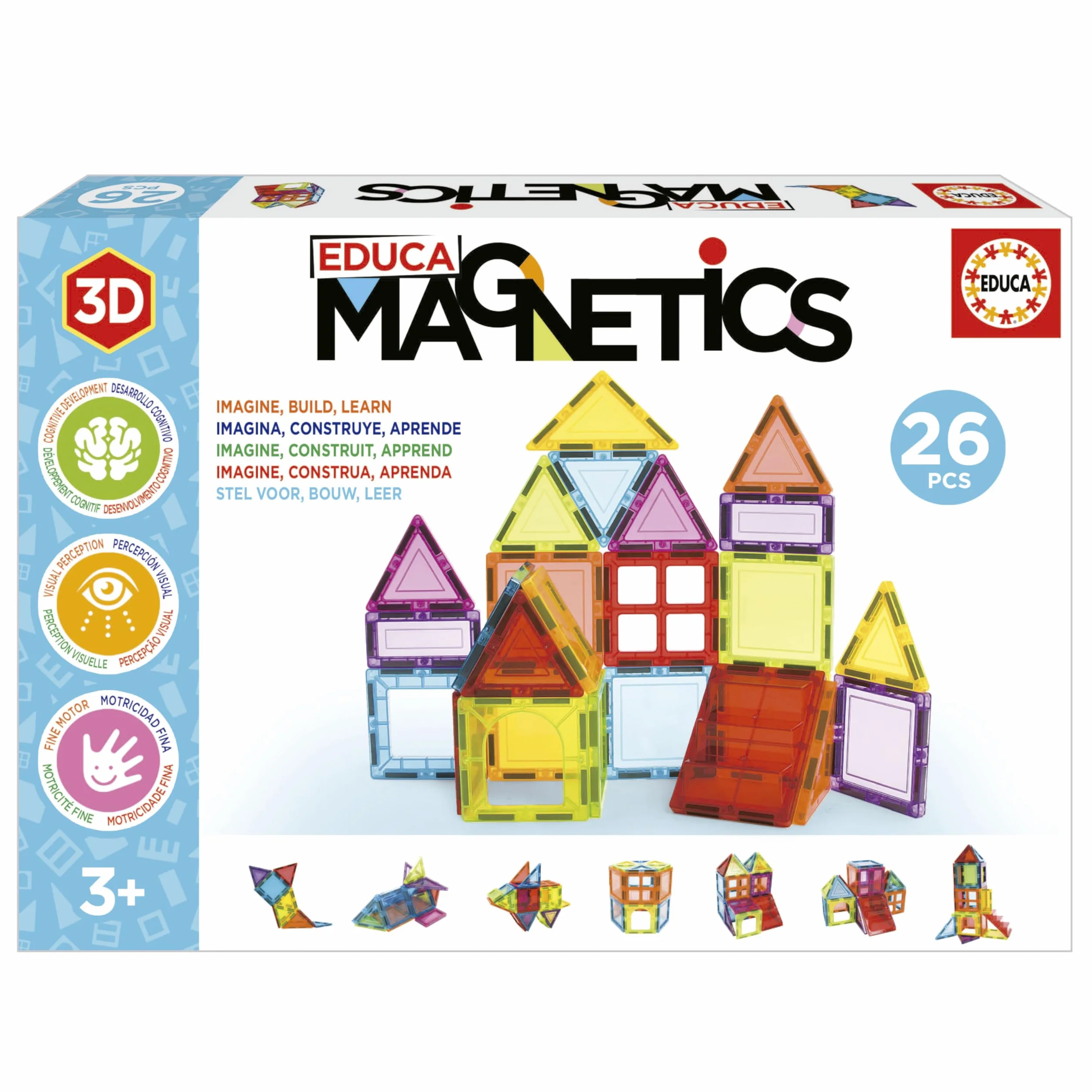 Educa Magnetics Jeu éducatif de Construction 3D magnétique 26 pièces Enfants