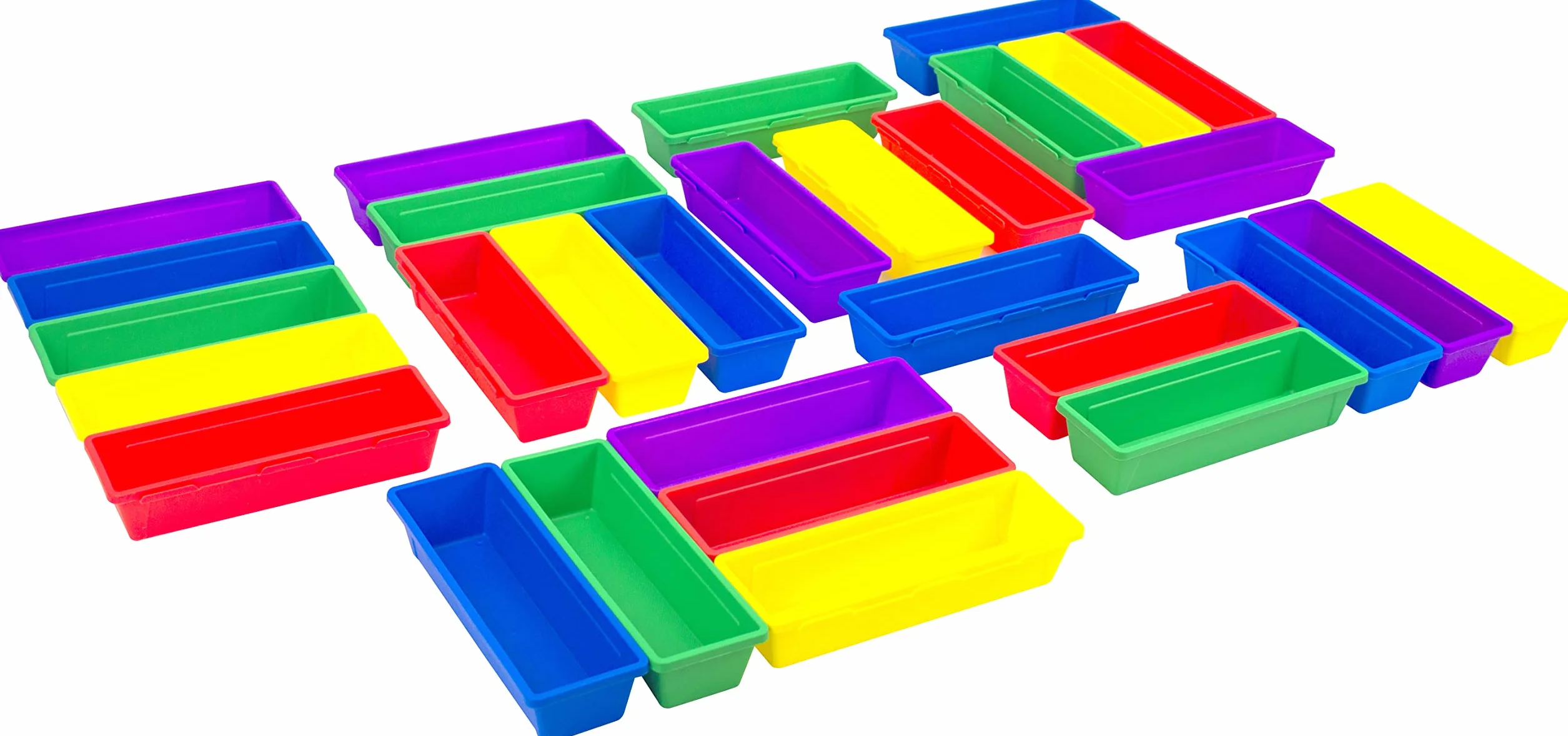 Storex Barquettes à crayons 23,5 x 7,6 x 4,8 cm, couleurs assorties, boîte de 6 paquets de 5
