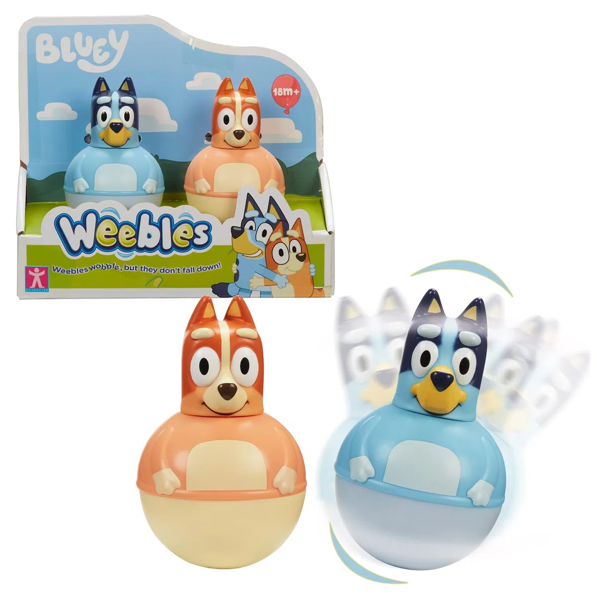 WEEBLES, 2 Personnages Bluey, Culbuto, Jouet d'éveil, Jouet pour Enfants dès 1 Ans, GIOCHI PREZIOSI, WEU003