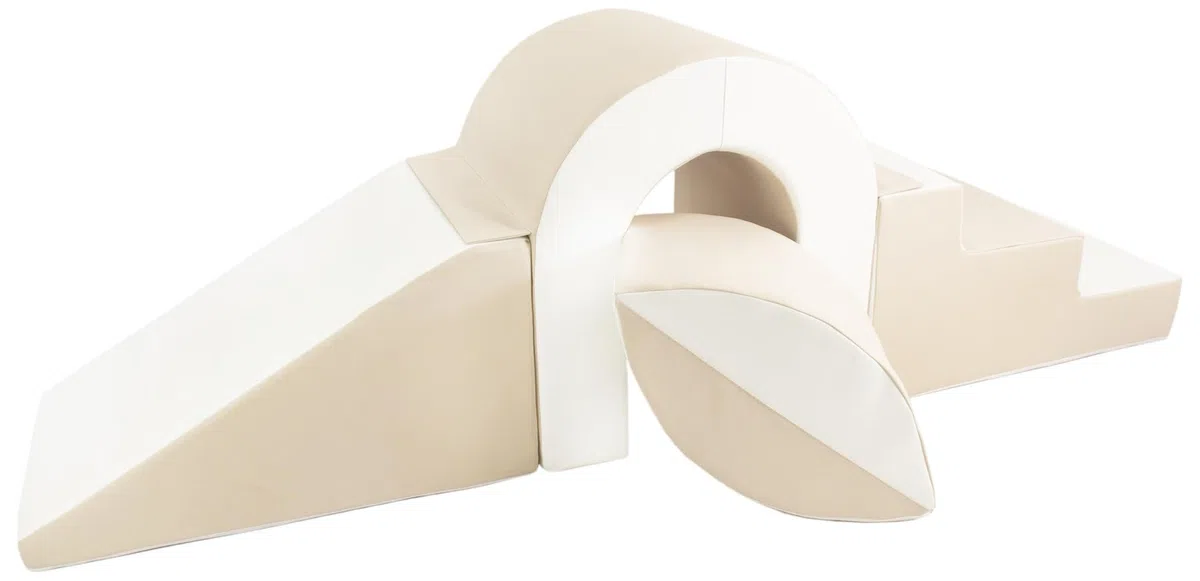 Velinda Lot de 4 Grands Blocs de Construction en Mousse - Briques de Construction XXL - pour Le Jeu - Couleur : Blanc, Cappuccino