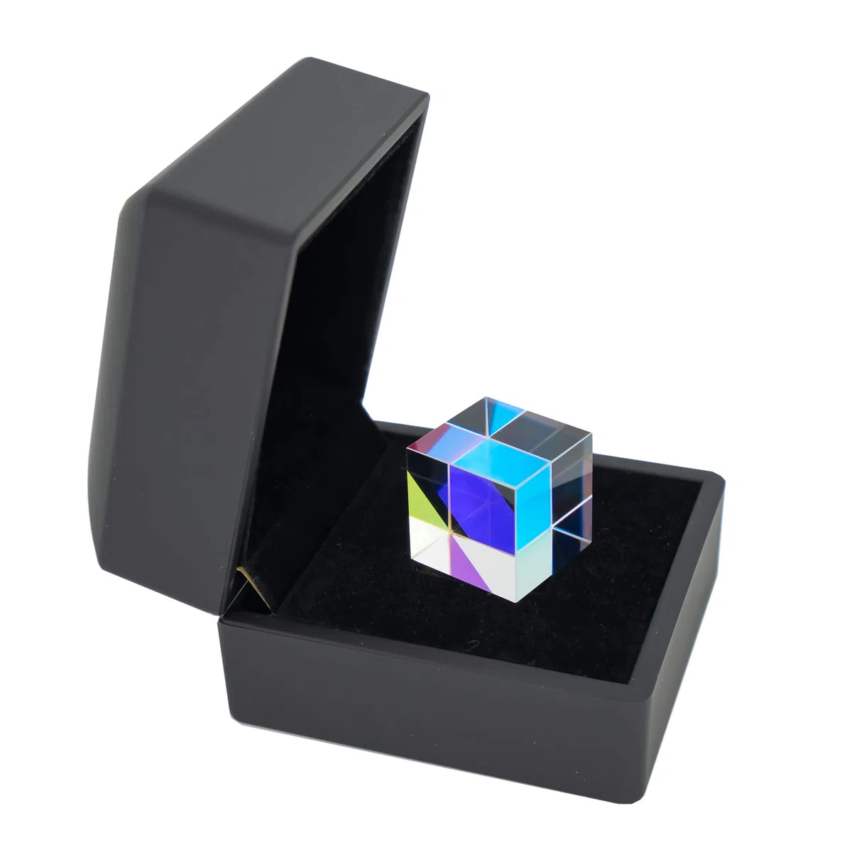 Prisme X-Cube en verre optique de 2 cm, prisme de dispersion RVB pour la physique et la décoration avec boîte de rangement