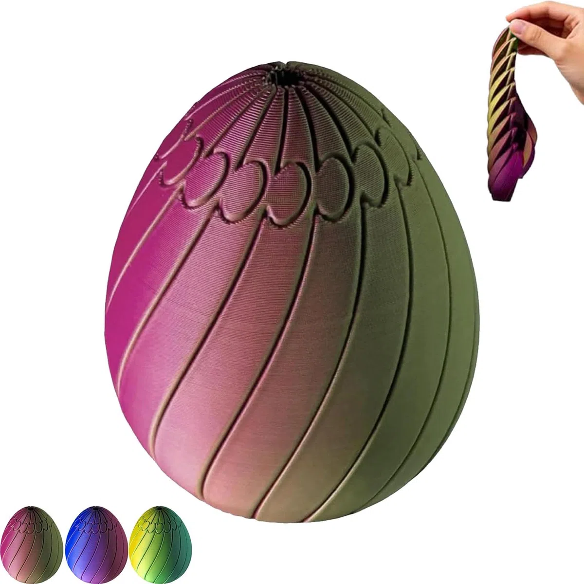 Twisty Fidget Egg，3D Printed Slippery Egg Fidget Toy，Rotating Puzzle Toy for Stress Relief,Sensation Stress Relief Balls for Anxiety, Twistable Desk Toy for Relaxation(B)