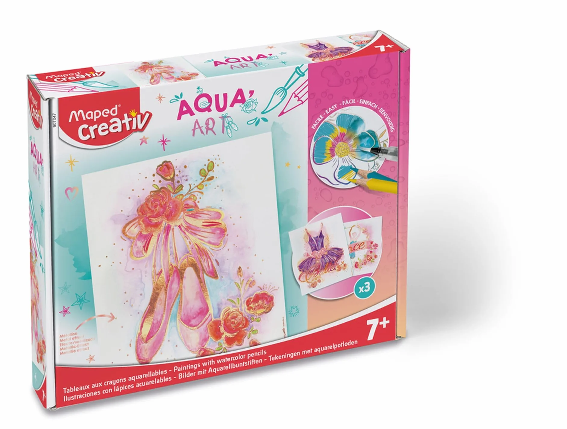 Maped Creativ Aqua'Art Danse Aquarelle Enfants Coloriage Crayons Aquarellables Pinceau Eau 3 Affiches Métallisés