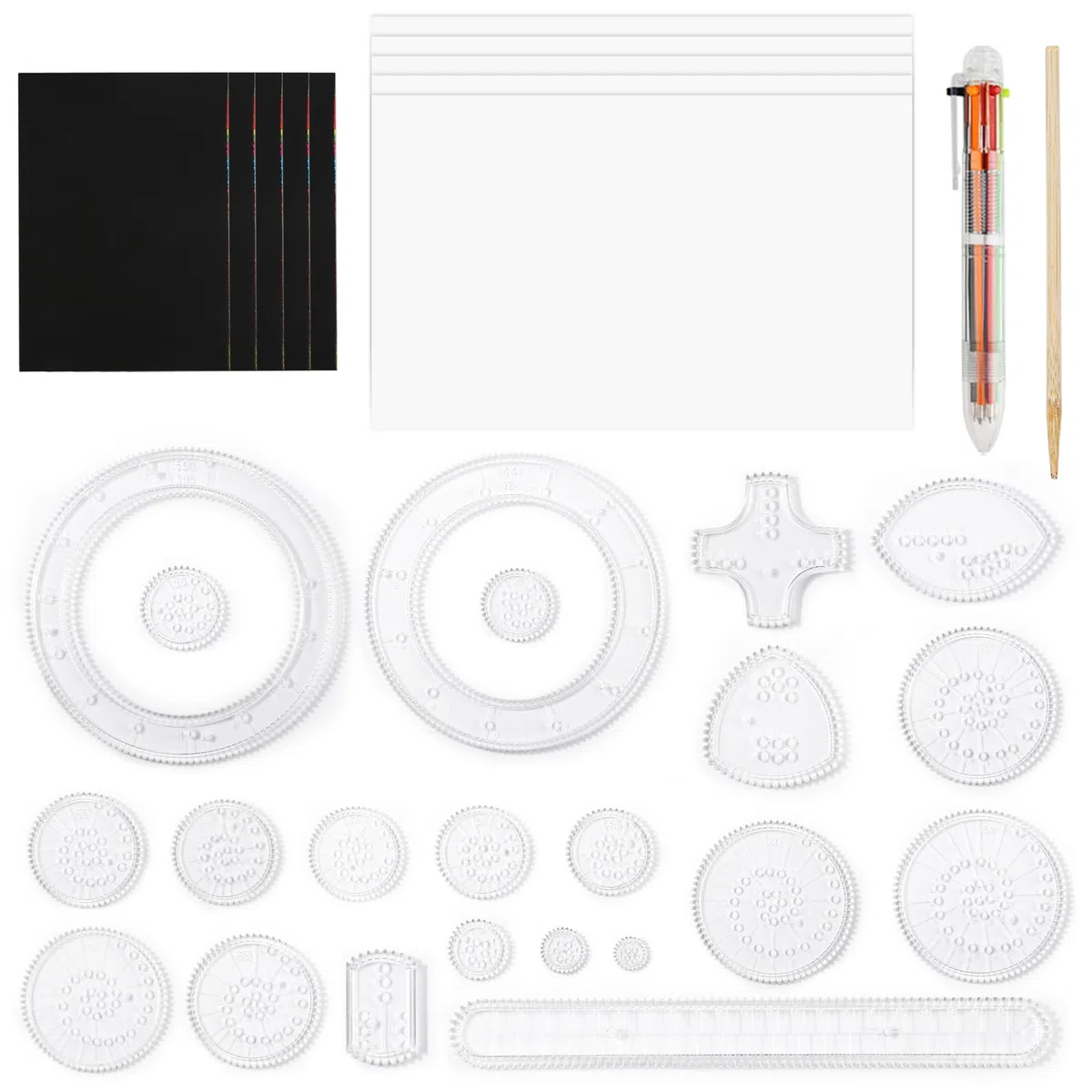 Lot de 28 spirales créatives, motif mandala avec images à gratter et stylos, Spirographe multifonction pour enfants à partir de 8 ans, pochoirs de peinture pour enfants de luxe