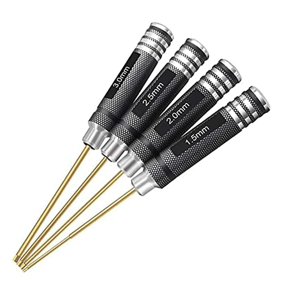 4pcs 1.5mm 2.0mm 2.5mm 3.0mm Jeu de tournevis hexagonal Titanium Hexagon Tournevis Clé Kit d'outils pour multi-axes FPV Racing Drone RC Quadcopter Hélicoptère Modèles de voitures…