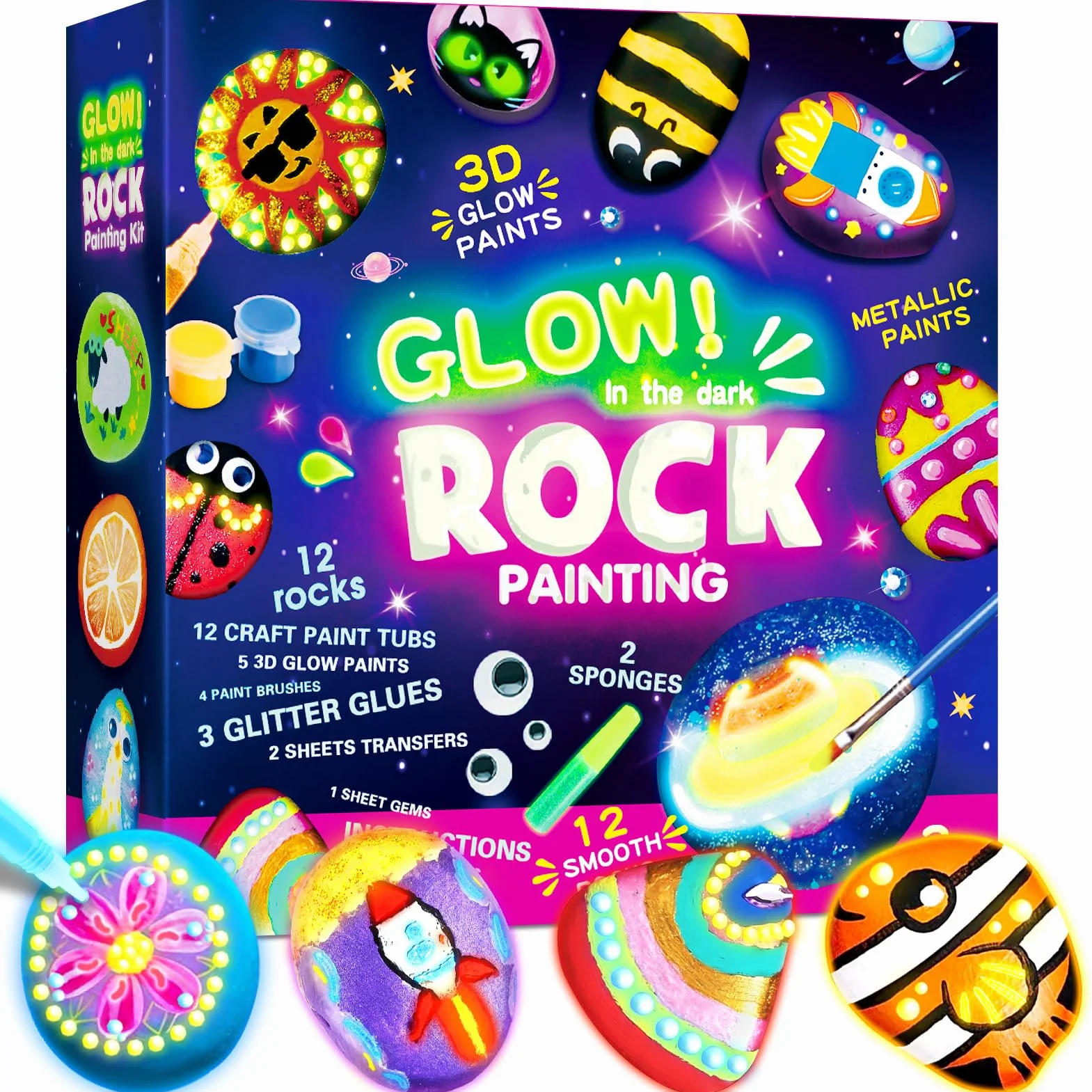 Kit Peinture sur Pierre pour Enfants 5-12 Ans, Activités Manuelles Créatif Cadeau Fille Garçon